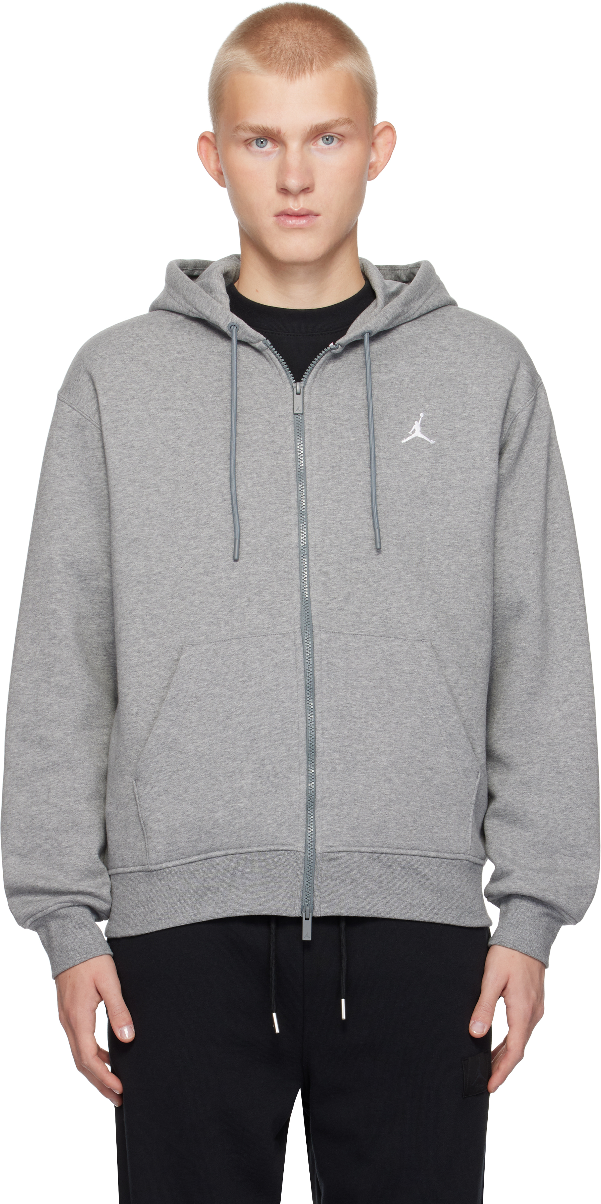 Shop Nike Gray Jordan Brooklyn Fleece Hoodie In Carbon Heather/white