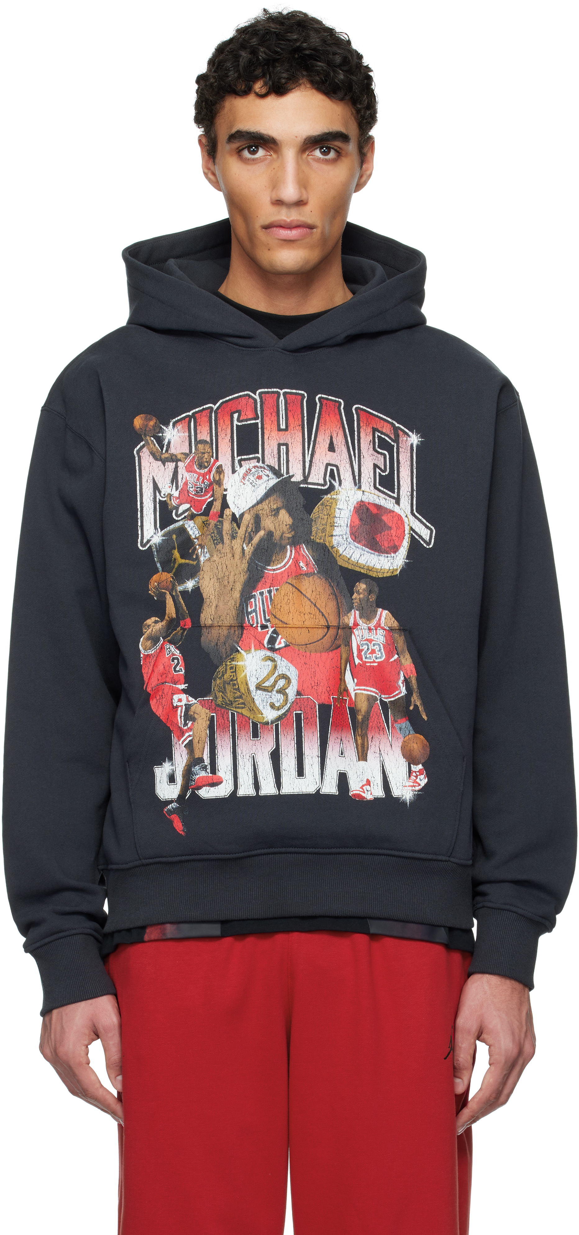 Black Jordan Flight Fleece Hoodie by Nike Jordan on Sale
