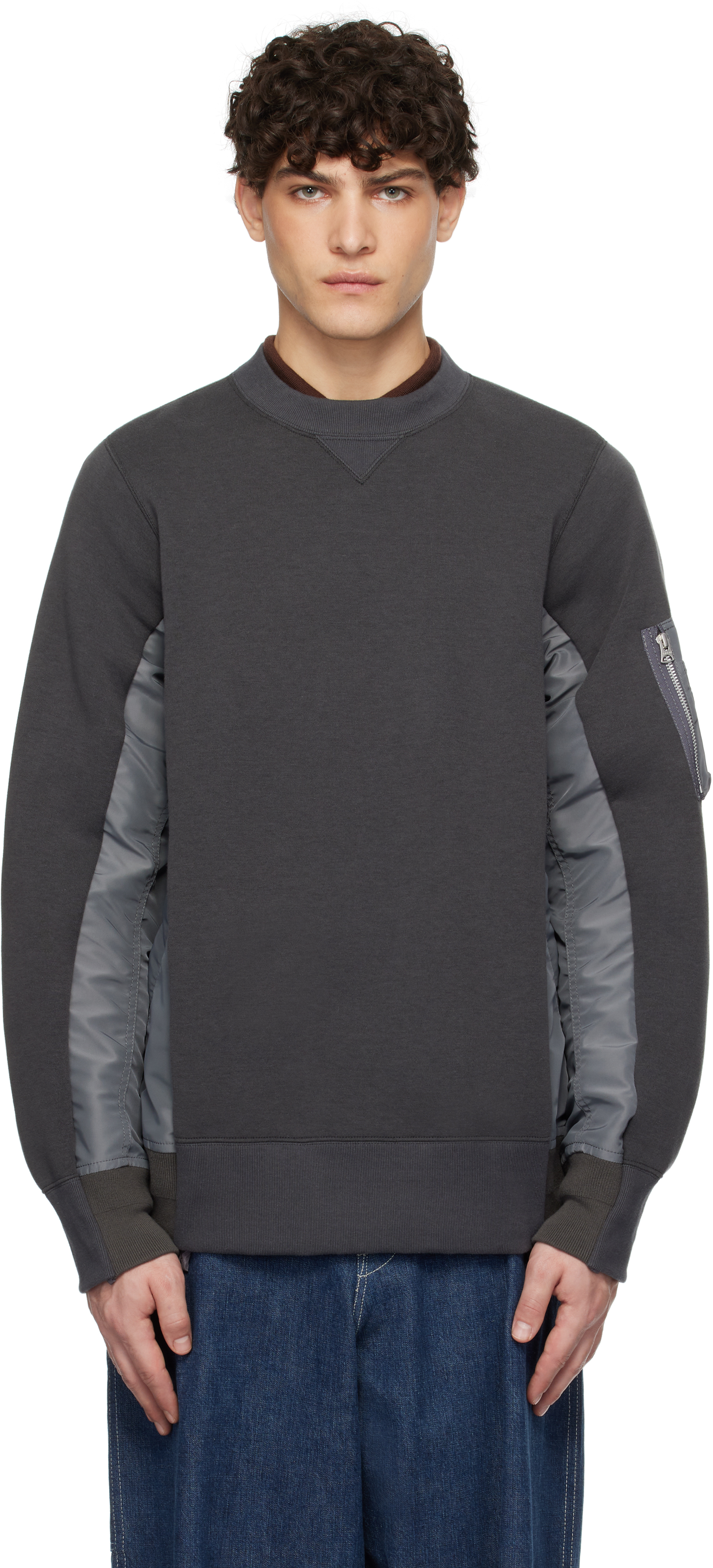 もらって 嬉しい お歳暮 ランキング Sponge グレー sacai: Sweat プルオーバー Twill Nylon x トップス