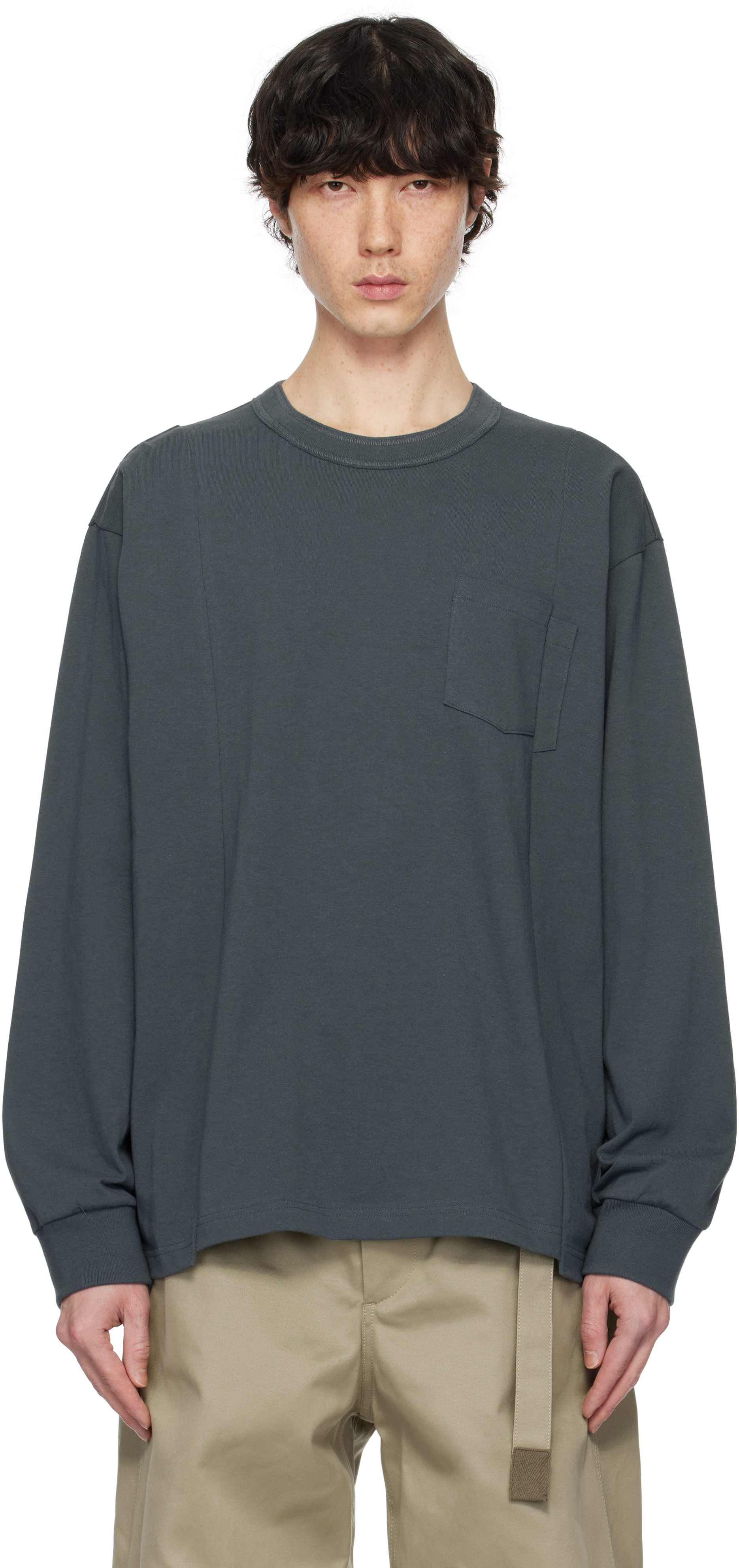 sacai: グレー Cotton Jersey Tシャツ | SSENSE 日本