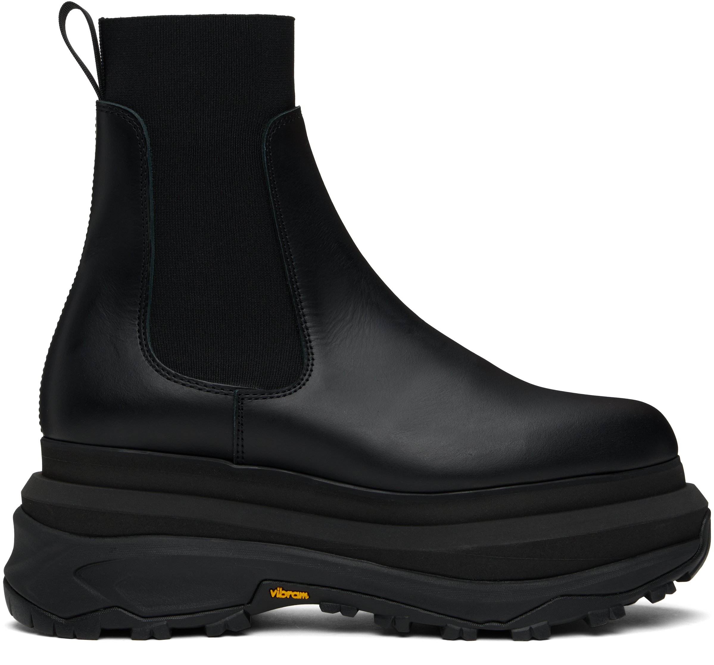 Sacai Black Leather Chelsea Boots In 001 Black