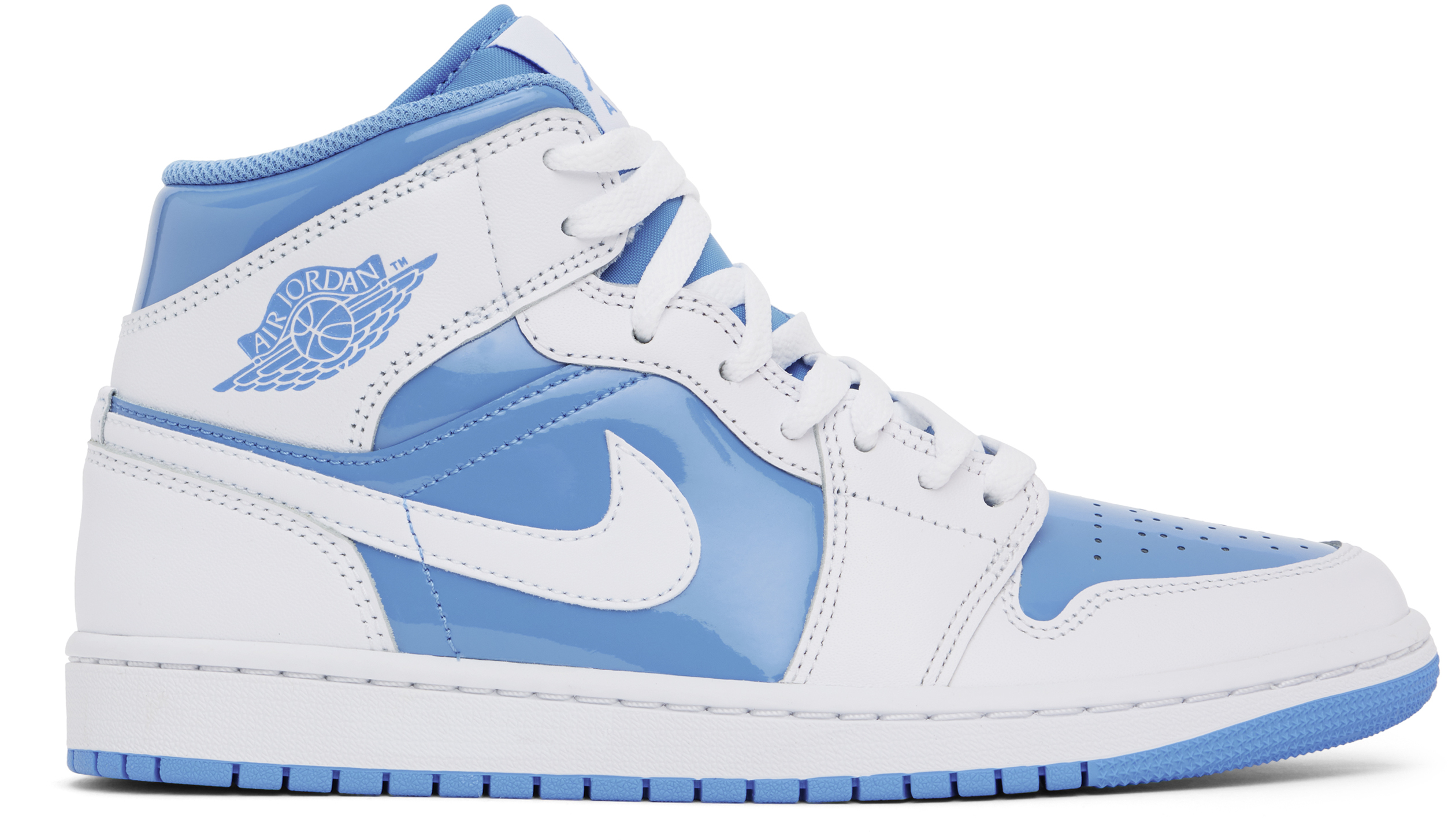 White & Blue Air Jordan 1 Mid SE Sneakers