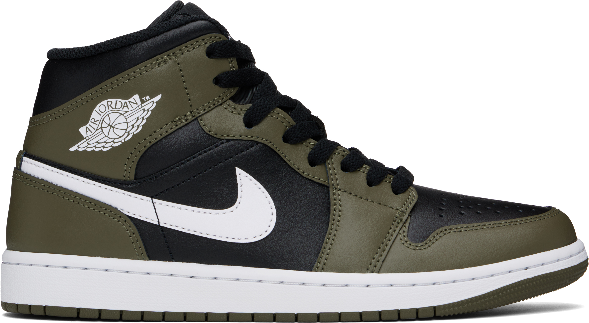 Nike Black & Khaki Air Jordan 1 Mid Sneakers In Black/white-medium O