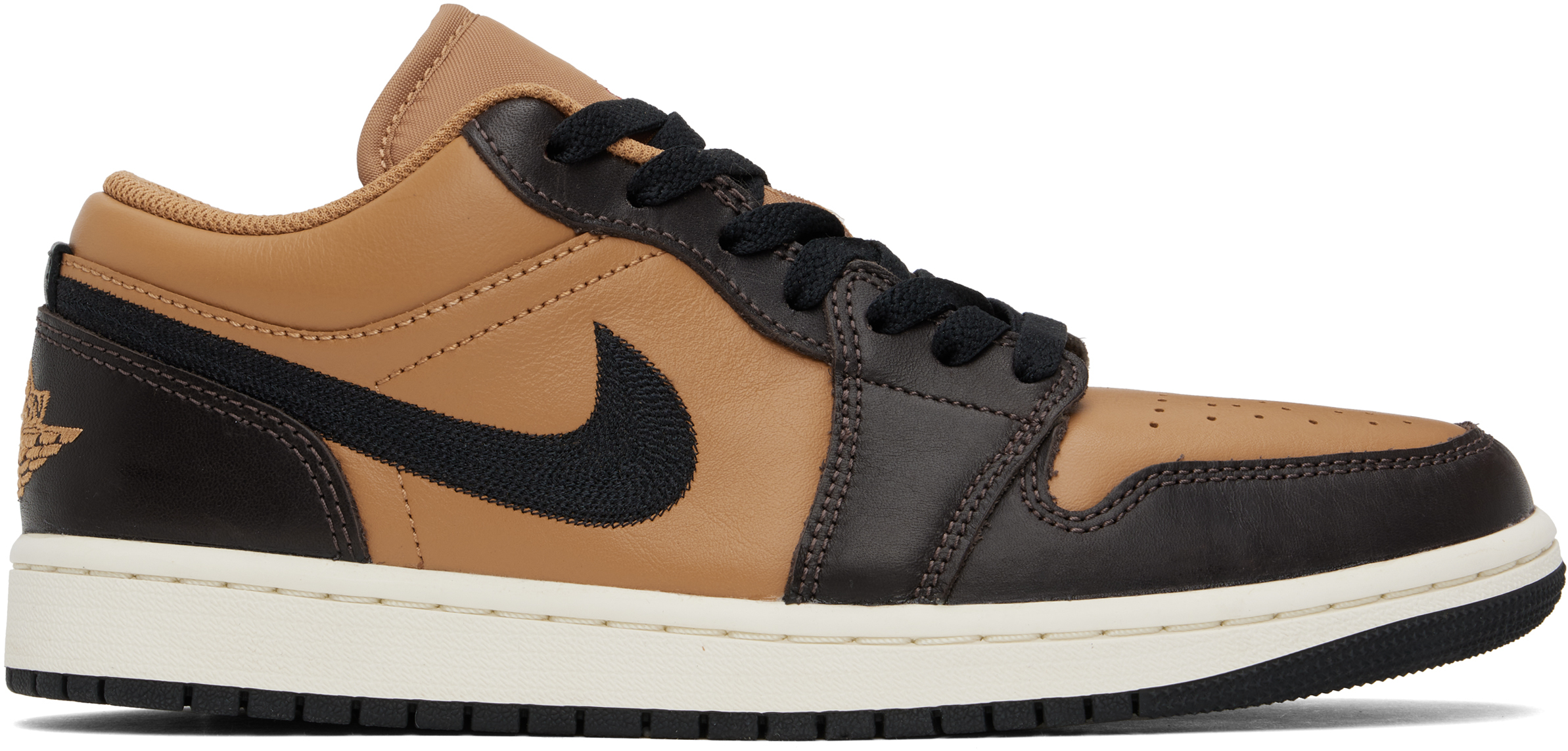 Nike Tan & Brown Air Jordan 1 Low Se Sneakers In Flax/black-baroque B