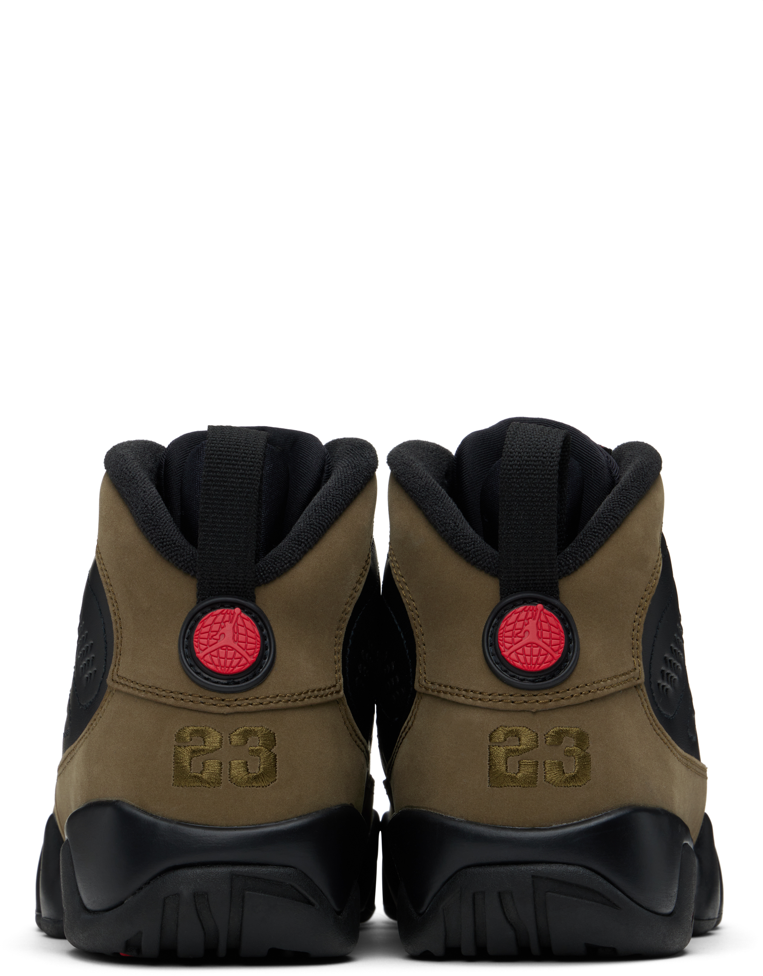 Nike Big Kids Black & Khaki Air Jordan 9 Retro Sneakers In Black/red