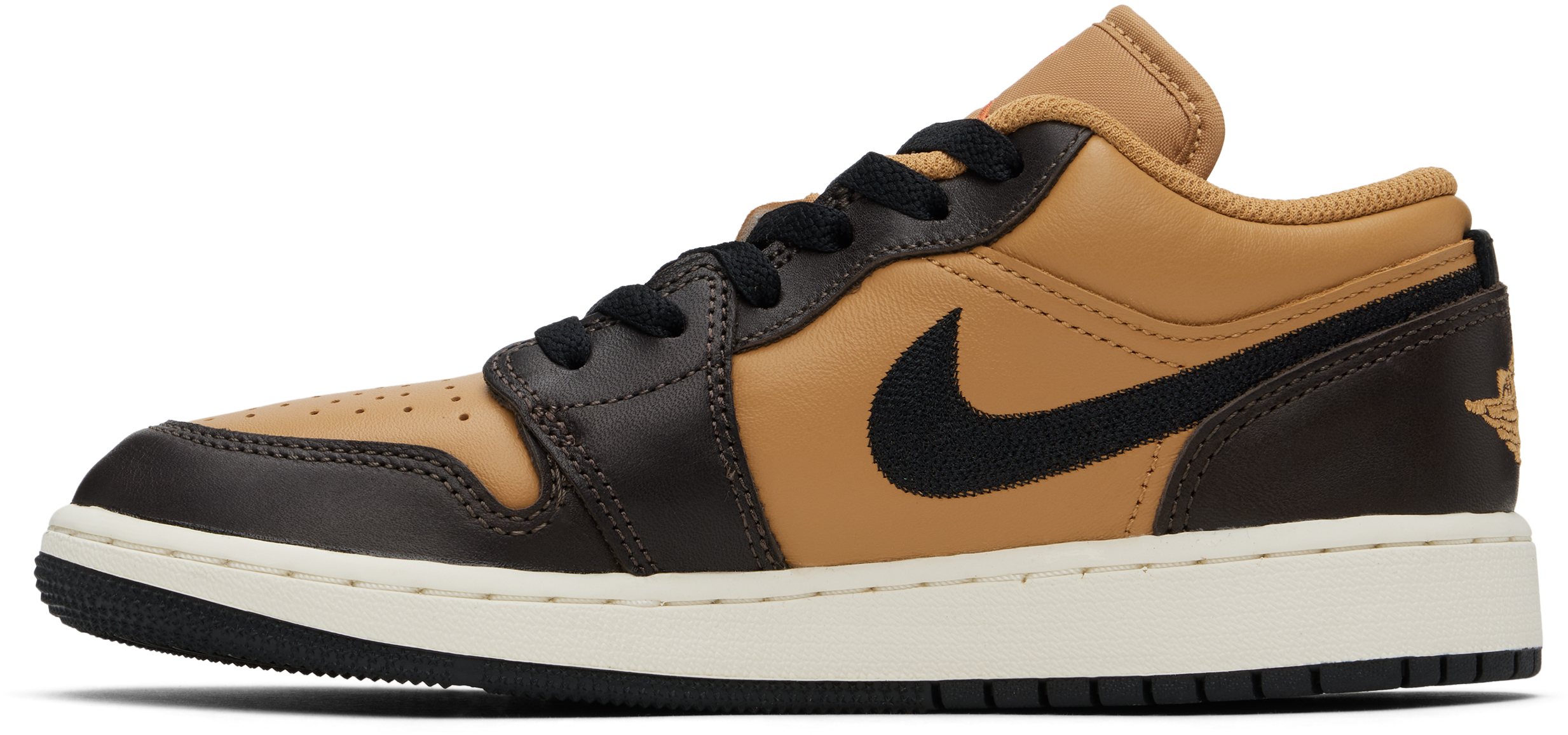 Nike Big Kids Brown & Black Air Jordan 1 Low Se Sneakers In Flax/black