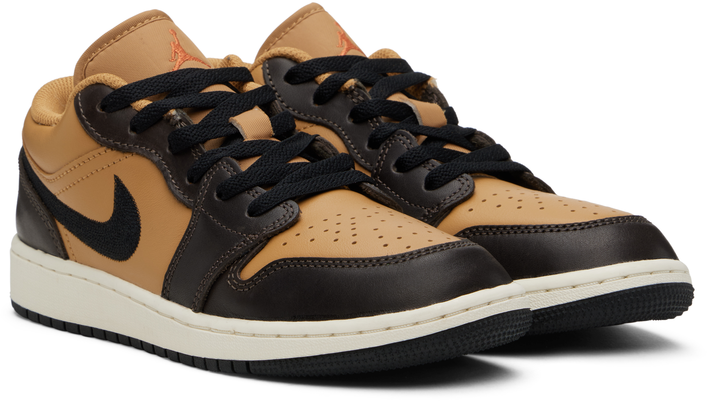 Nike Big Kids Brown & Black Air Jordan 1 Low Se Sneakers In Flax/black
