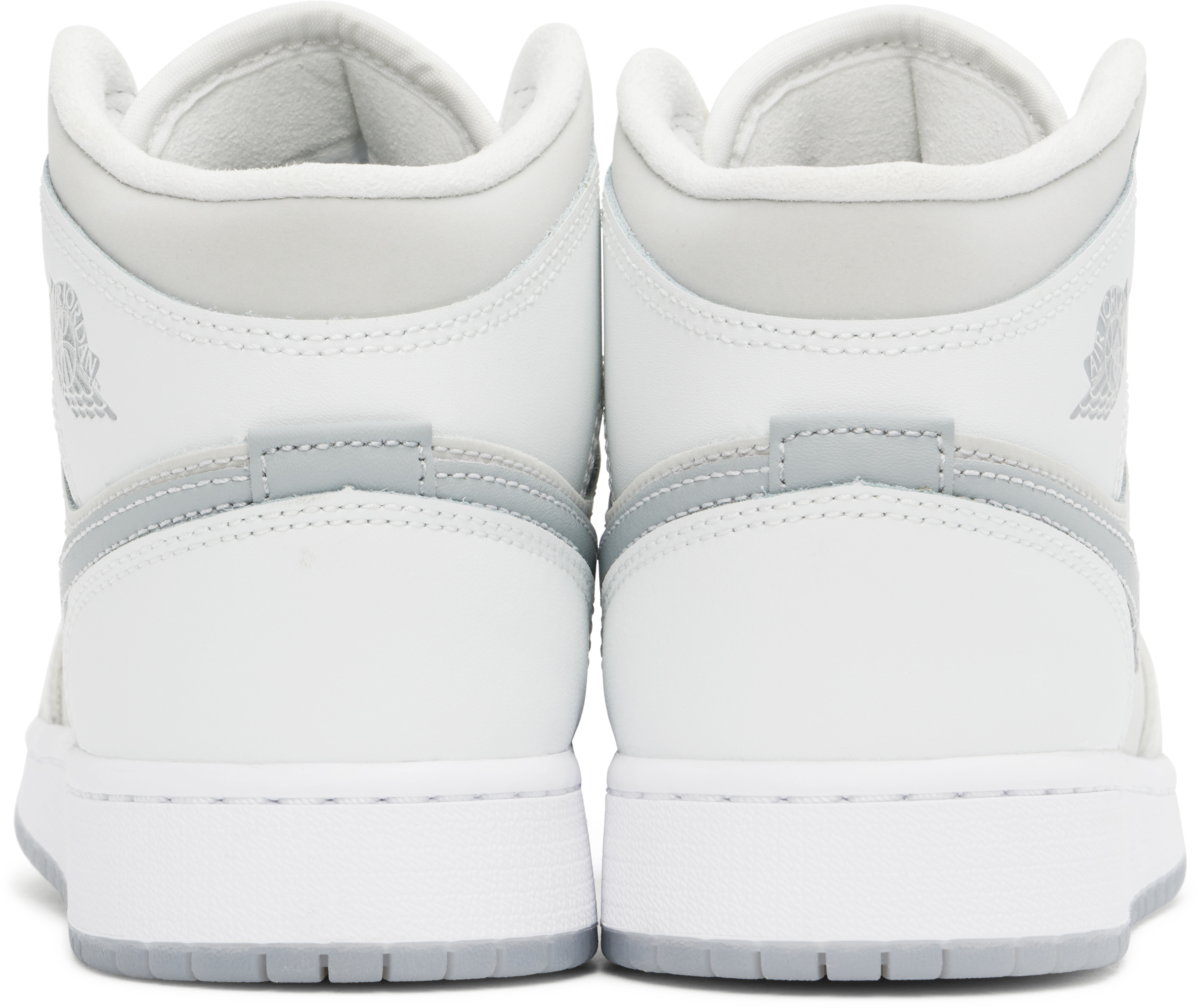 Nike Big Kids White & Gray Air Jordan 1 Mid Se Sneakers In Summit White