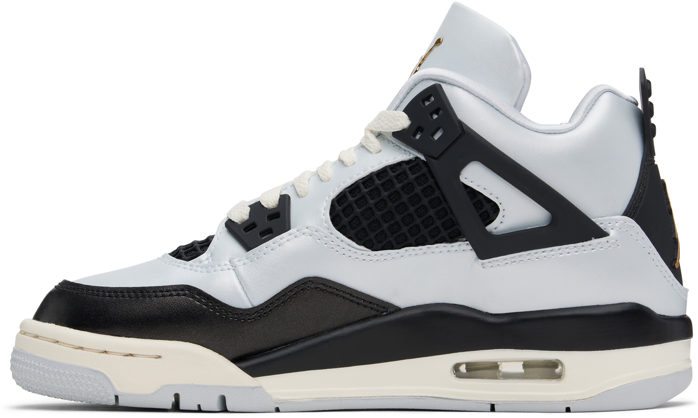 Nike Big Kids Silver & Black Air Jordan 4 Sneakers In Pure Platinum