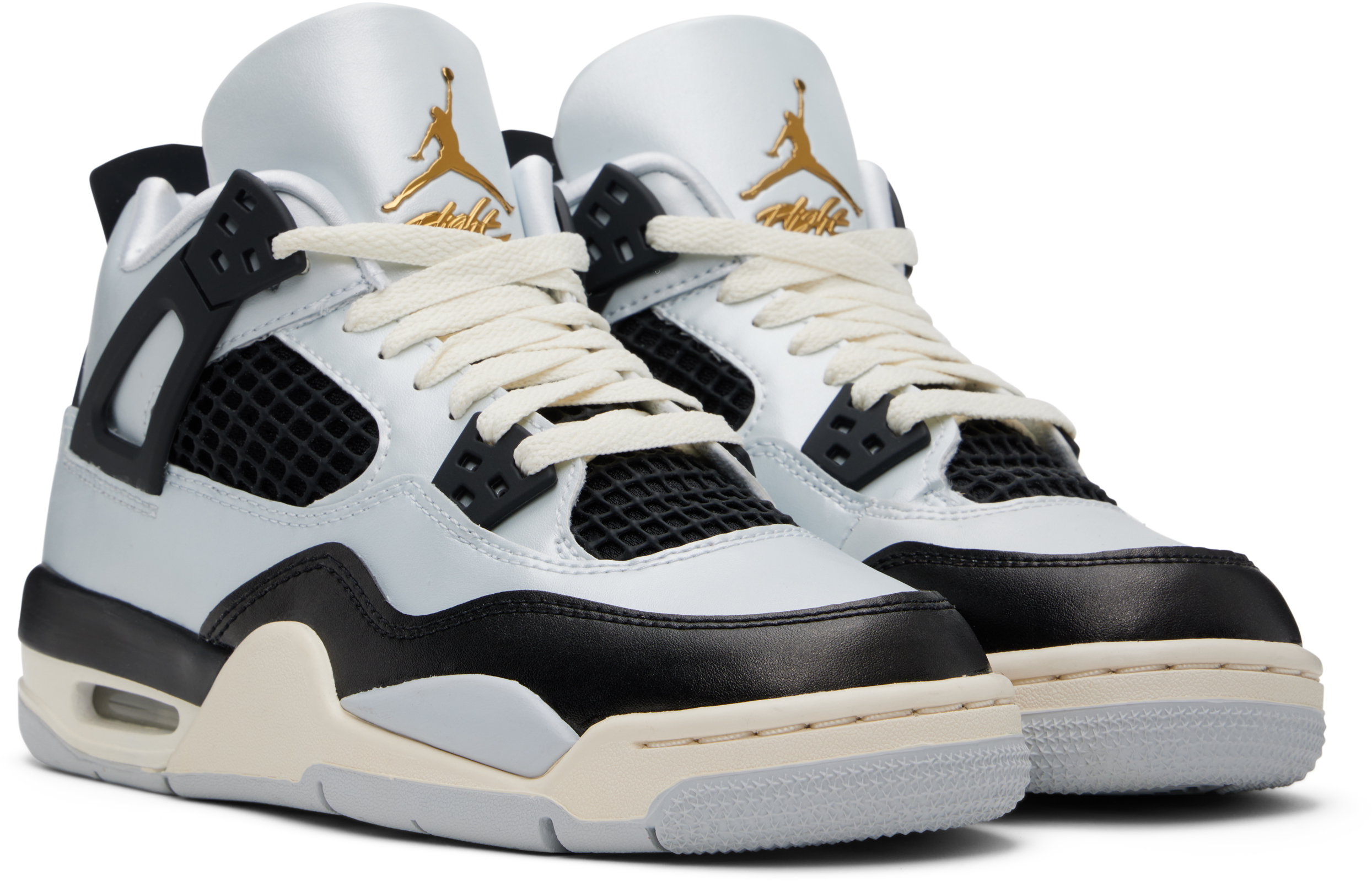 Nike Big Kids Silver & Black Air Jordan 4 Sneakers In Pure Platinum