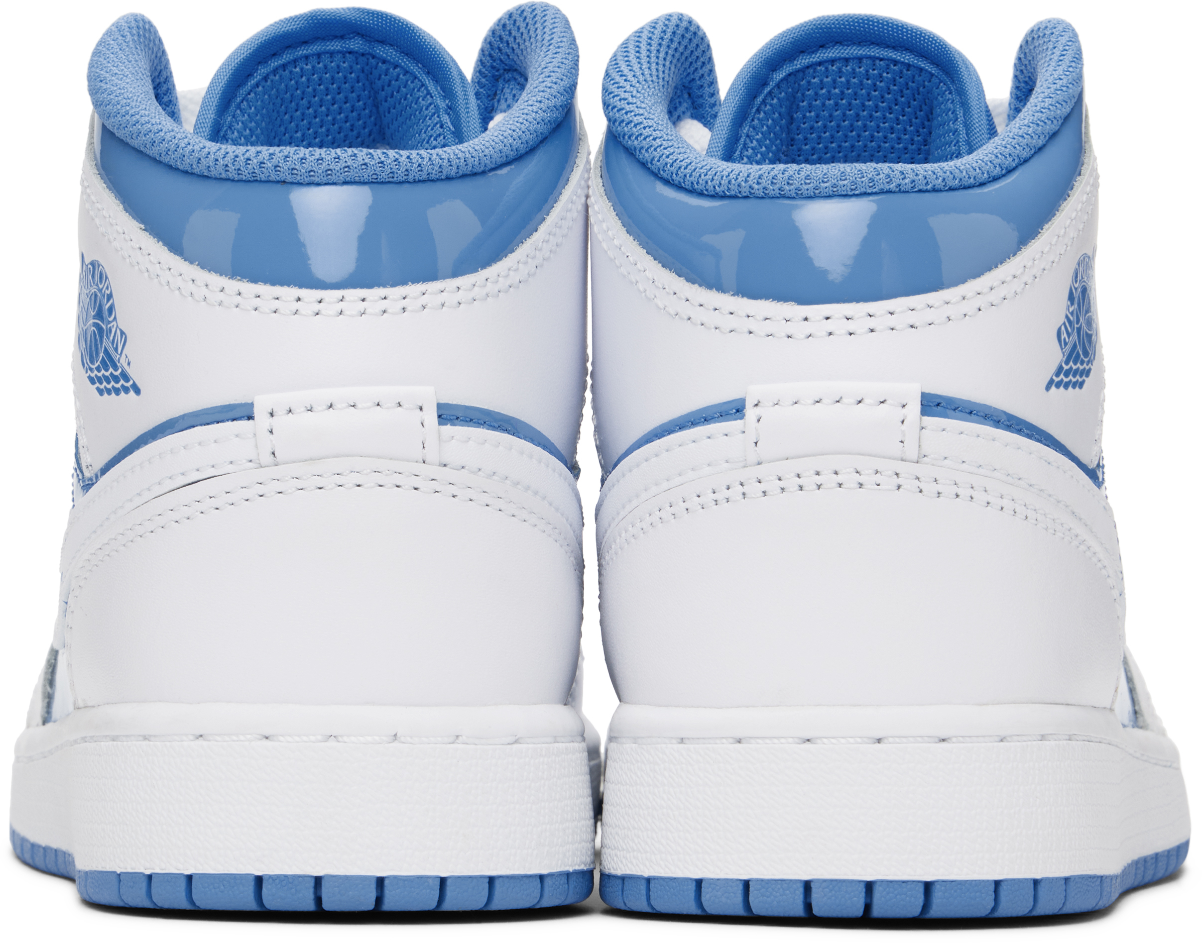 Nike Big Kids White & Blue Air Jordan 1 Mid Se Sneakers In White/legend