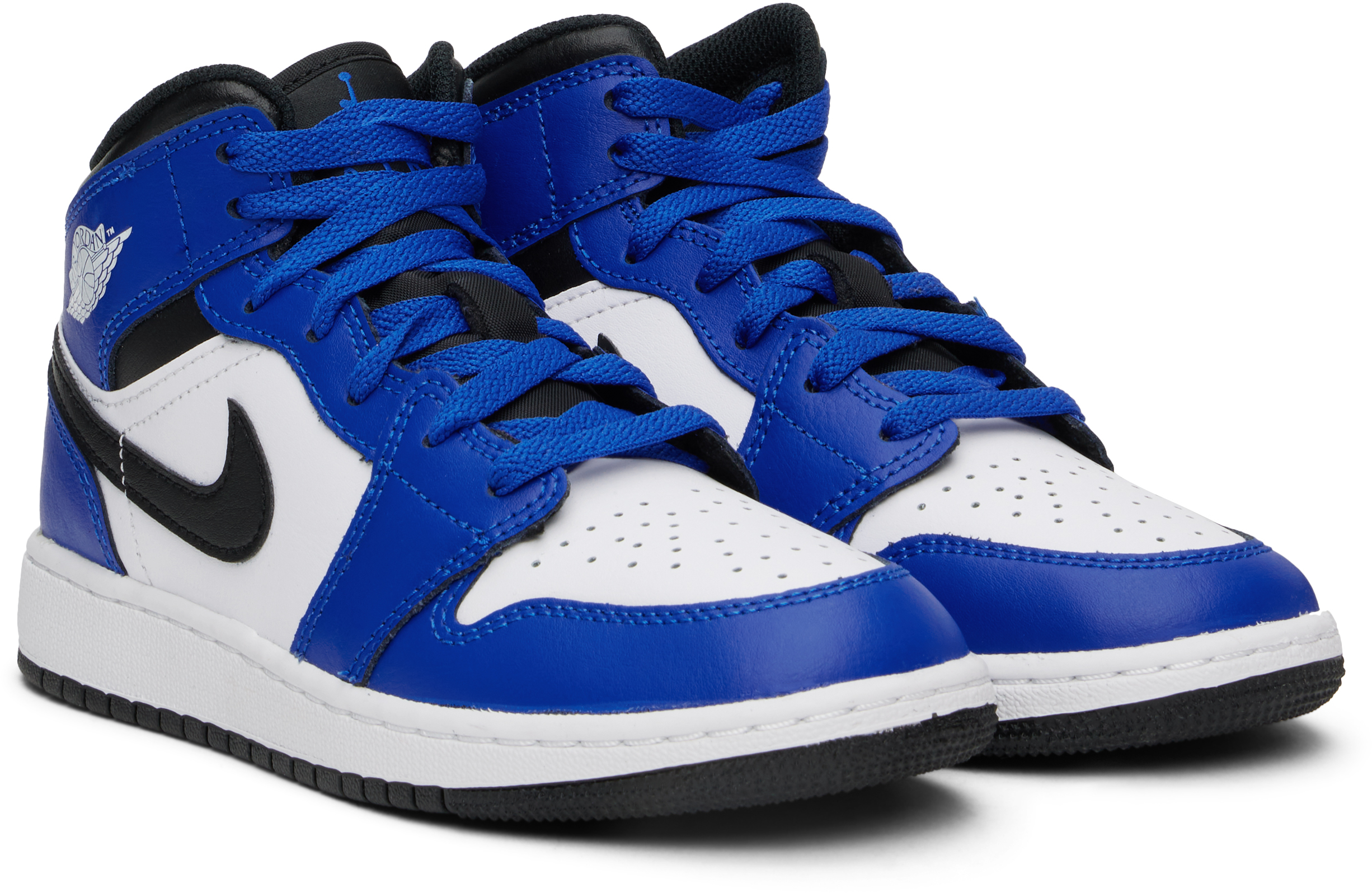 Nike Big Kids Blue & White Air Jordan 1 Mid Sneakers In Game Royal
