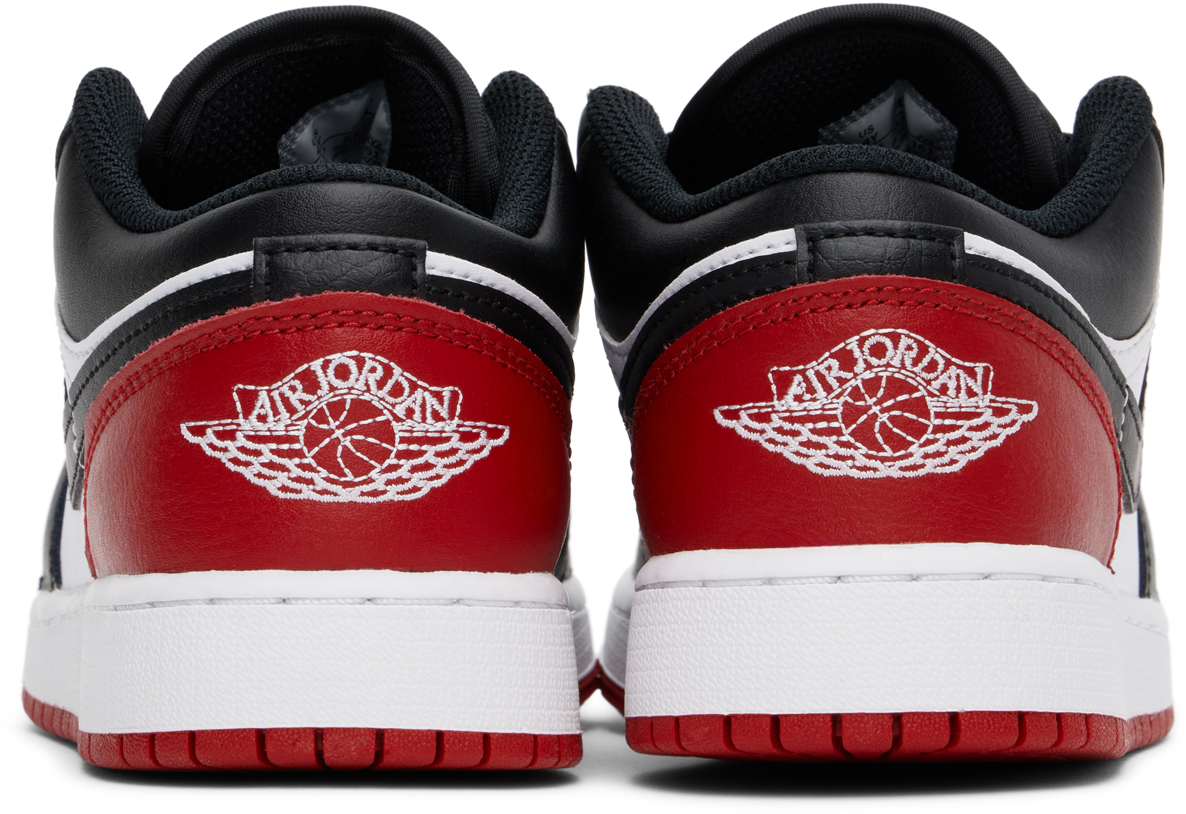 Nike Big Kids Black & Red Air Jordan 1 Low Sneakers In White/black