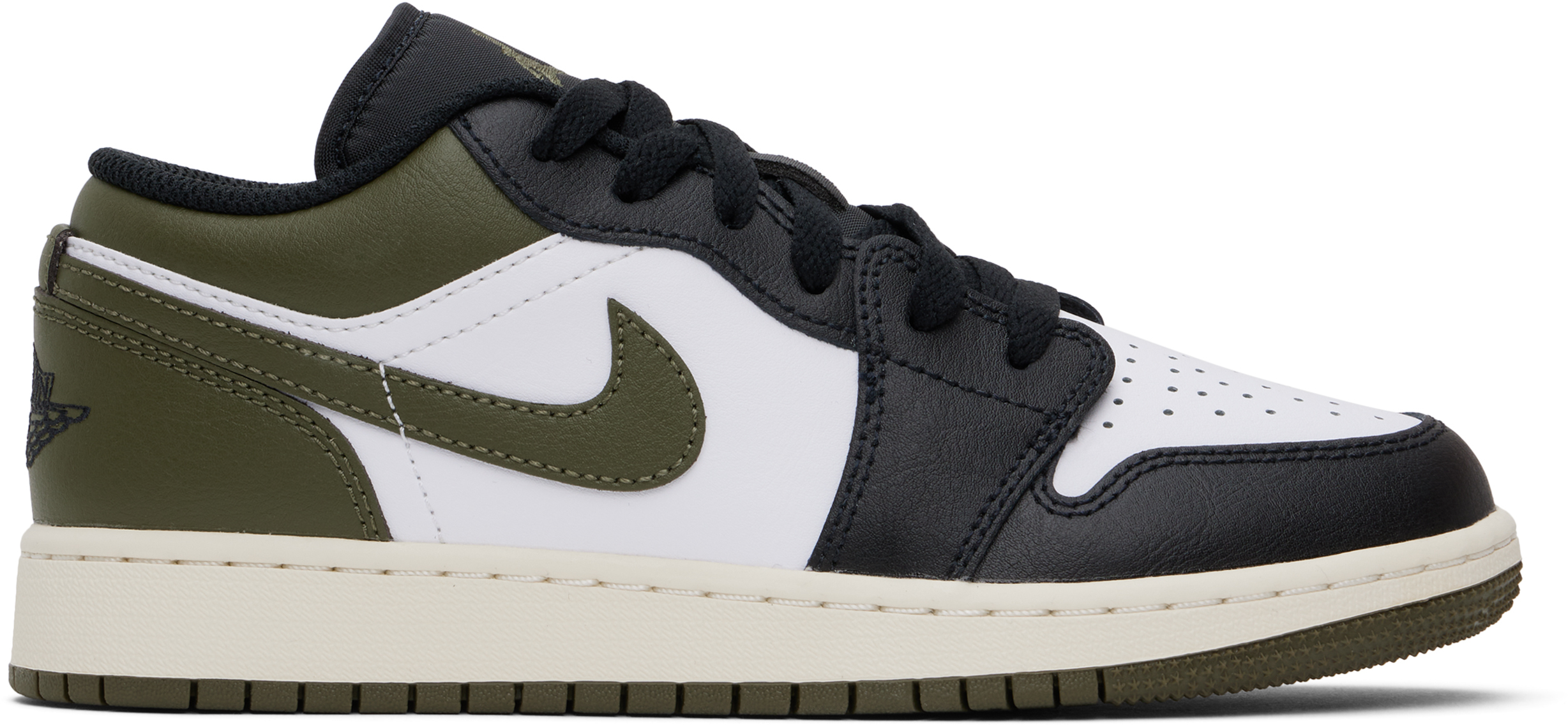 Nike Big Kids Khaki & Black Air Jordan 1 Low Sneakers In Black/white