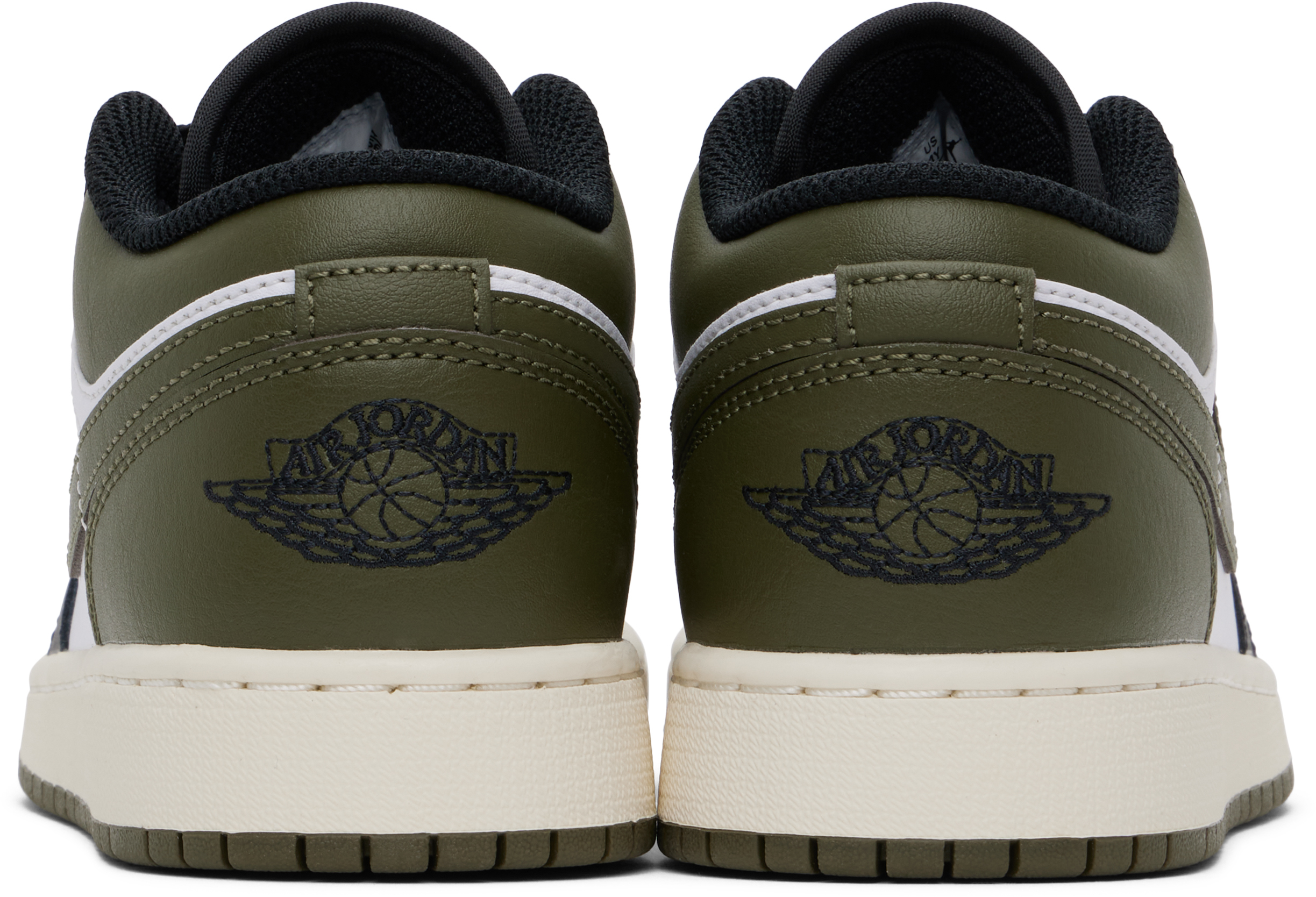 Nike Big Kids Khaki & Black Air Jordan 1 Low Sneakers In Black/white