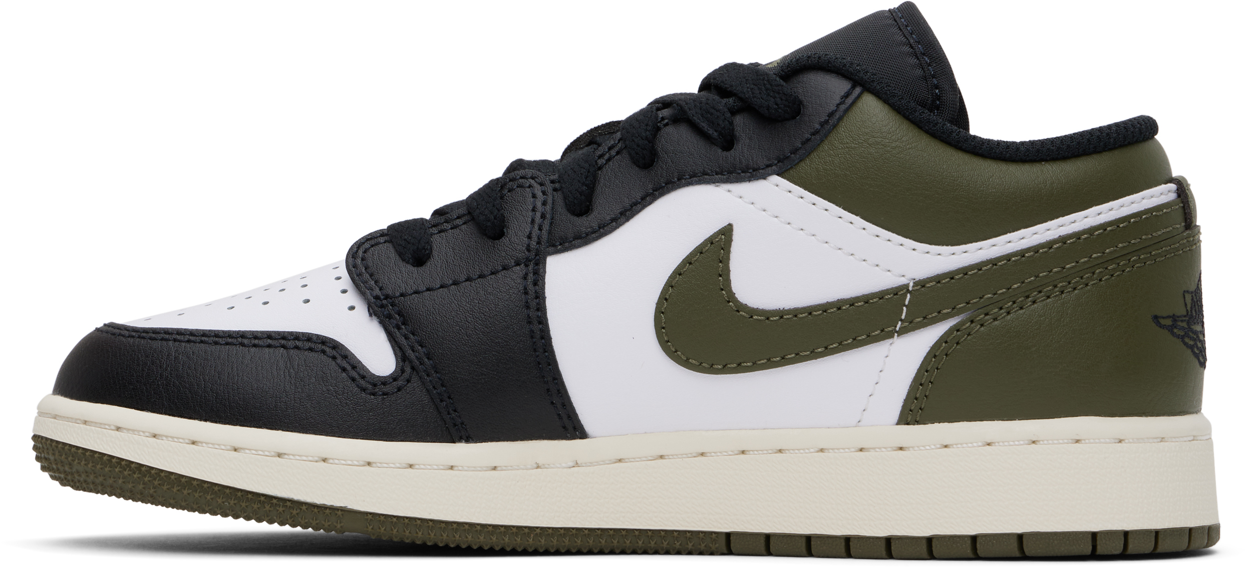 Nike Big Kids Khaki & Black Air Jordan 1 Low Sneakers In Black/white