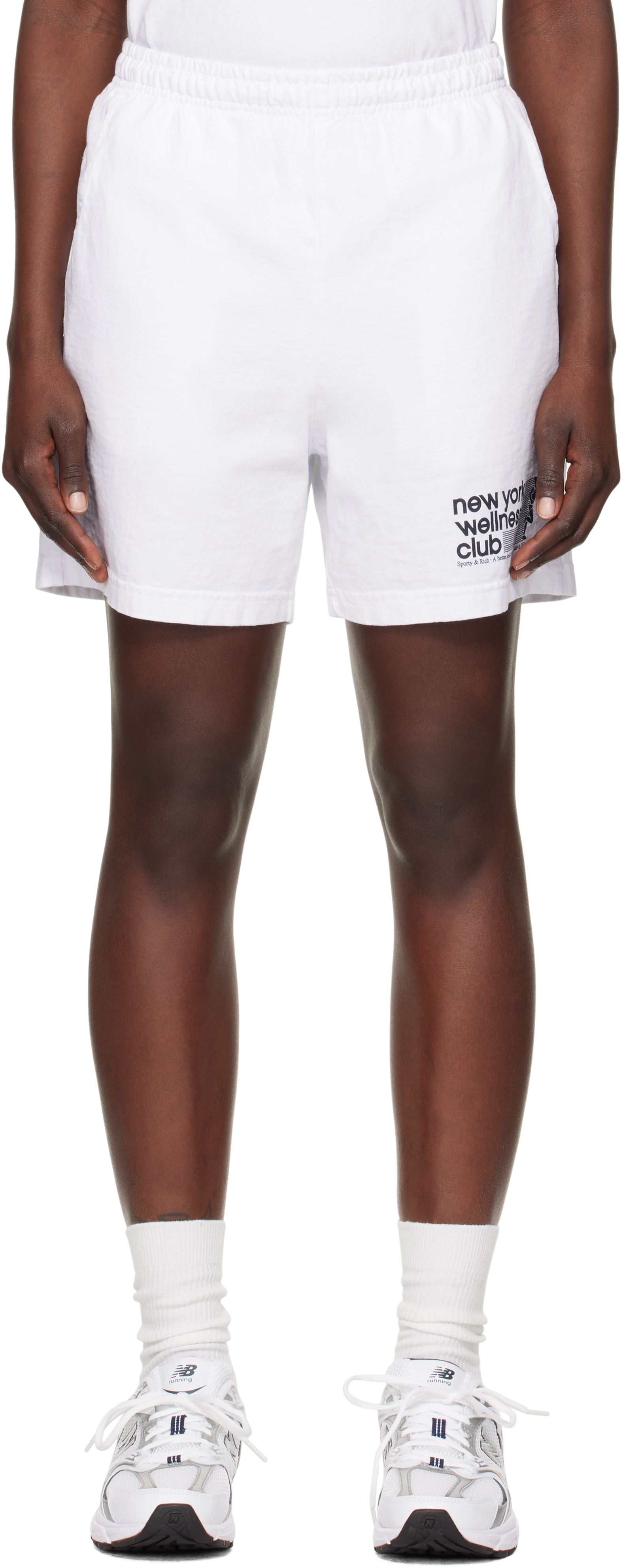 White USA 'Wellness Club' Gym Shorts