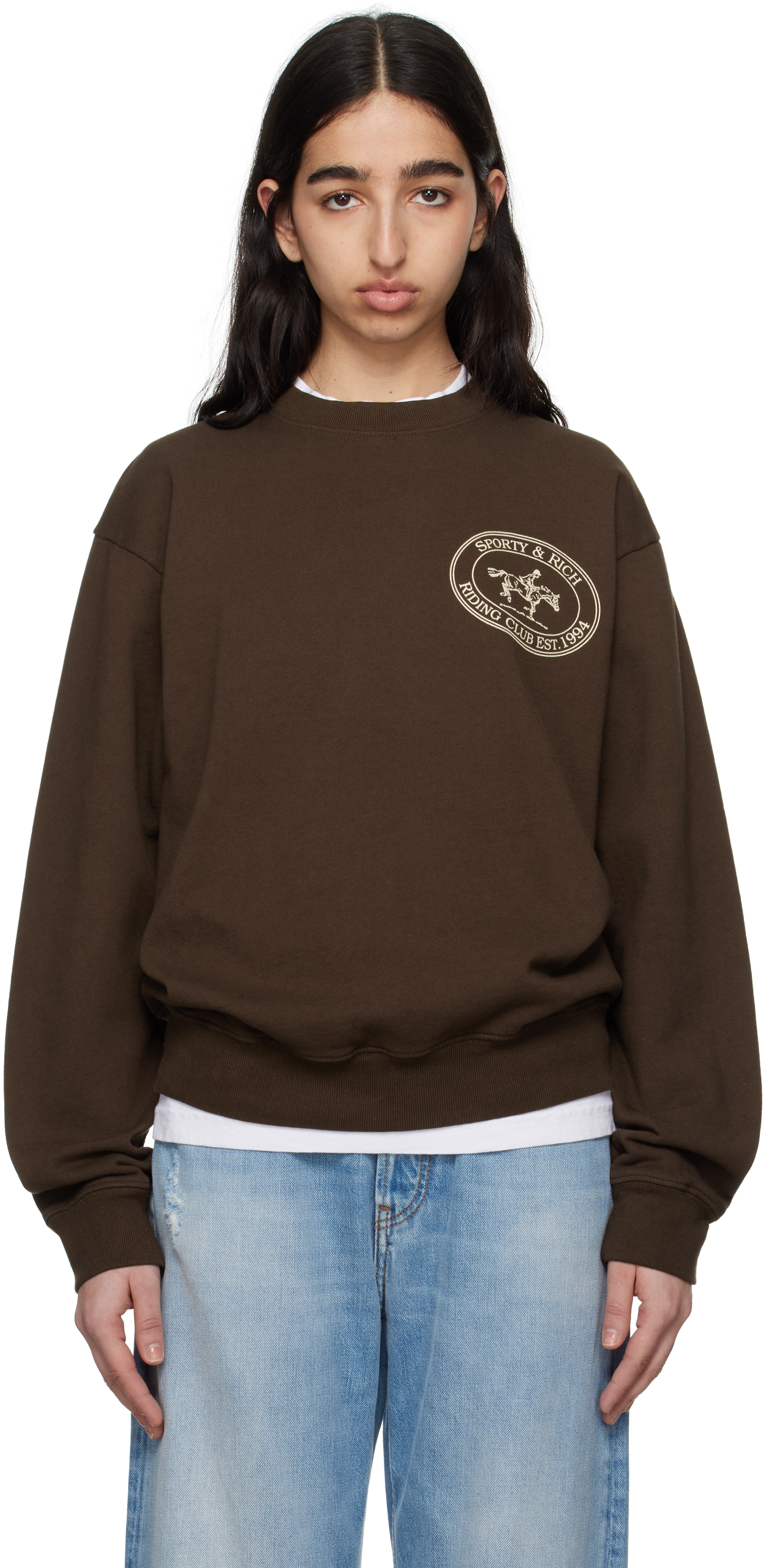 Brown 'Riding Club' Crewneck Sweatshirt