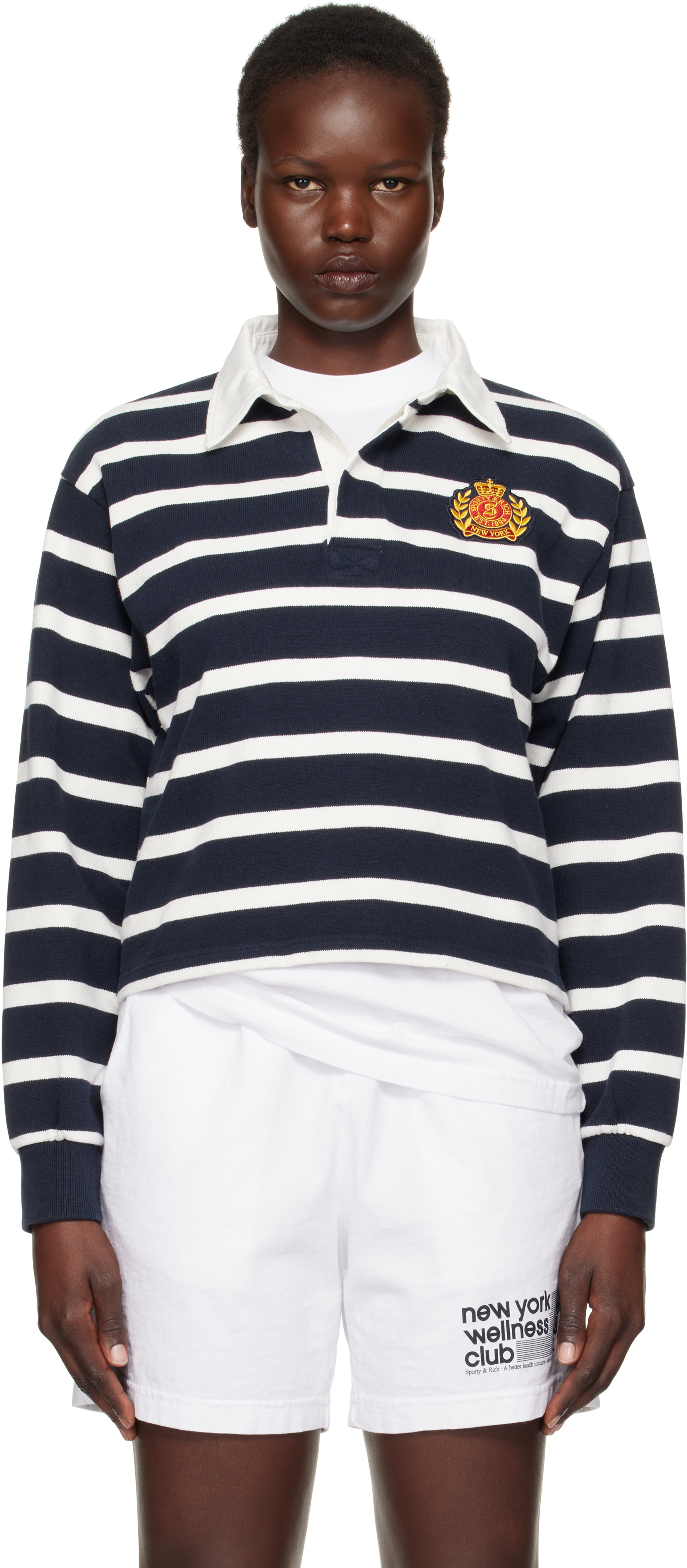 Navy & White NY Crest Rugby Polo