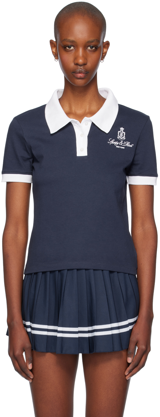 Shop Sporty And Rich Navy Vendome 70s Polo In 31 Navy White