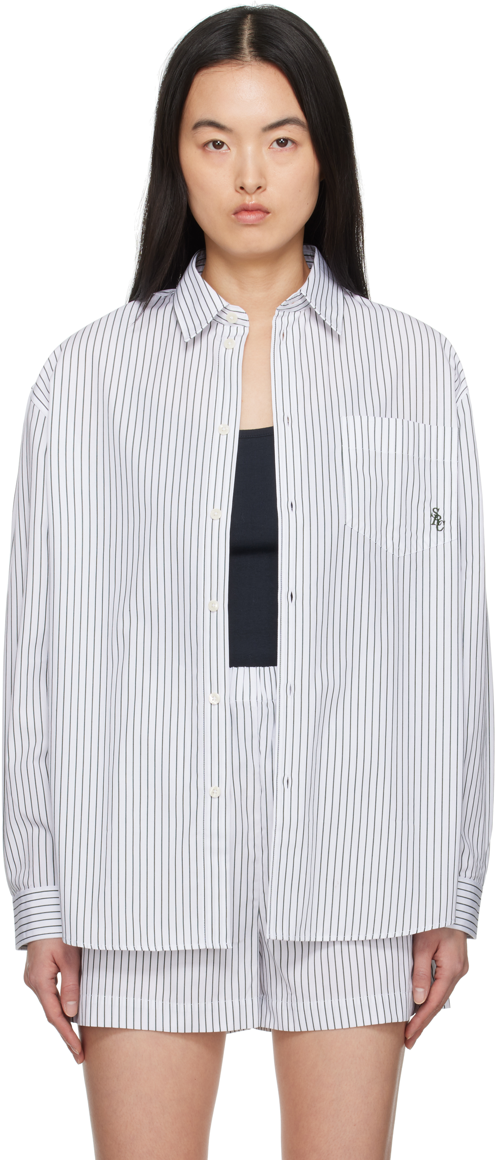 SPORTY & RICH SRC シャツ SRC Sailor Shirt - Navy/White – Sporty & Rich