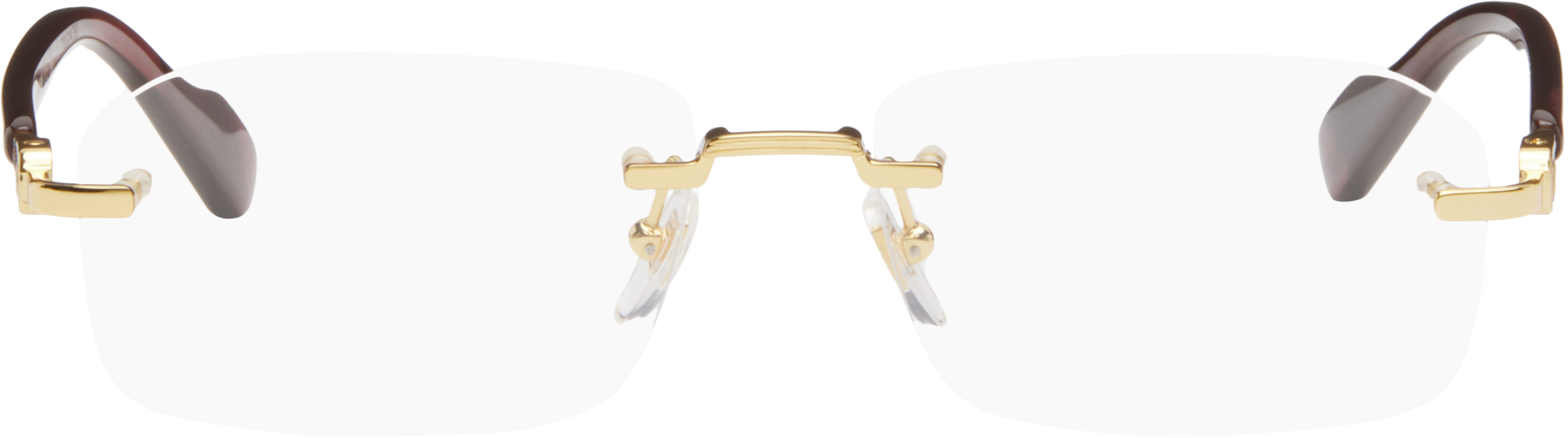 Gold & Burgundy Rimless Glasses