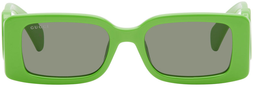 Green Rectangular-Frame Sunglasses