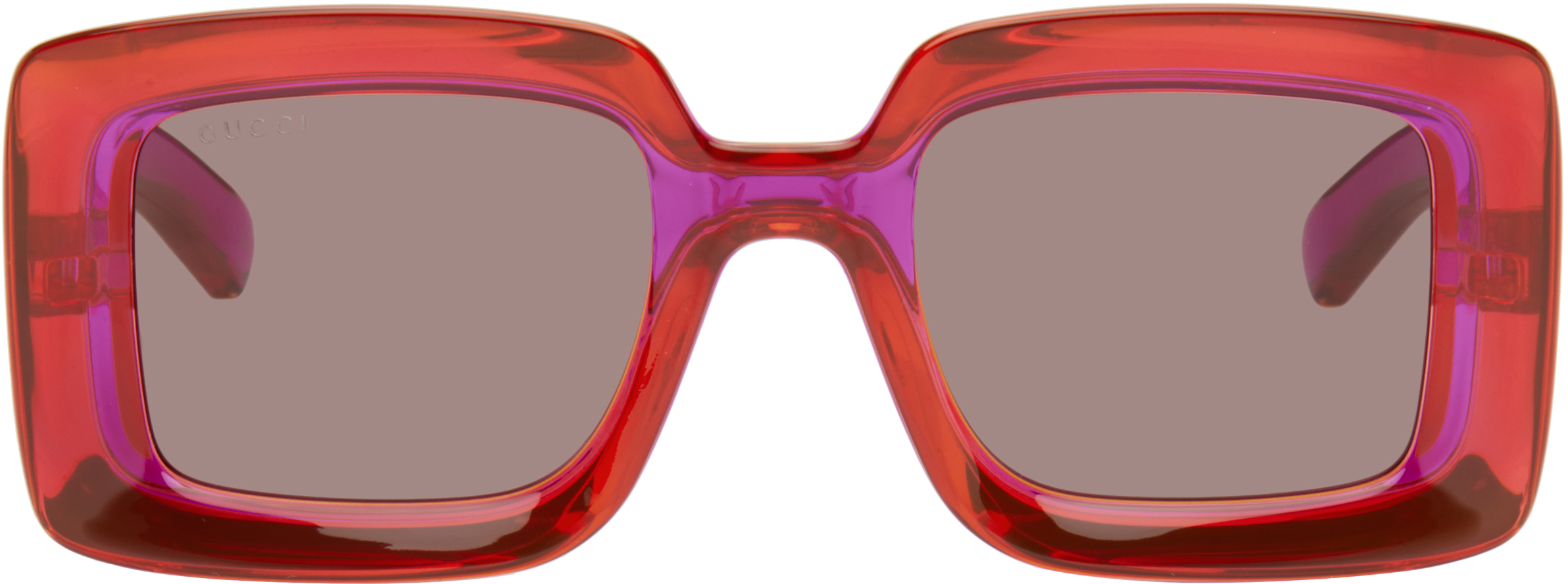 【関税込み】Gucci ピンク Sunset Boulevard スクエアサングラス Pink Sunset Boulevard Rectangular Squared Sunglasses by