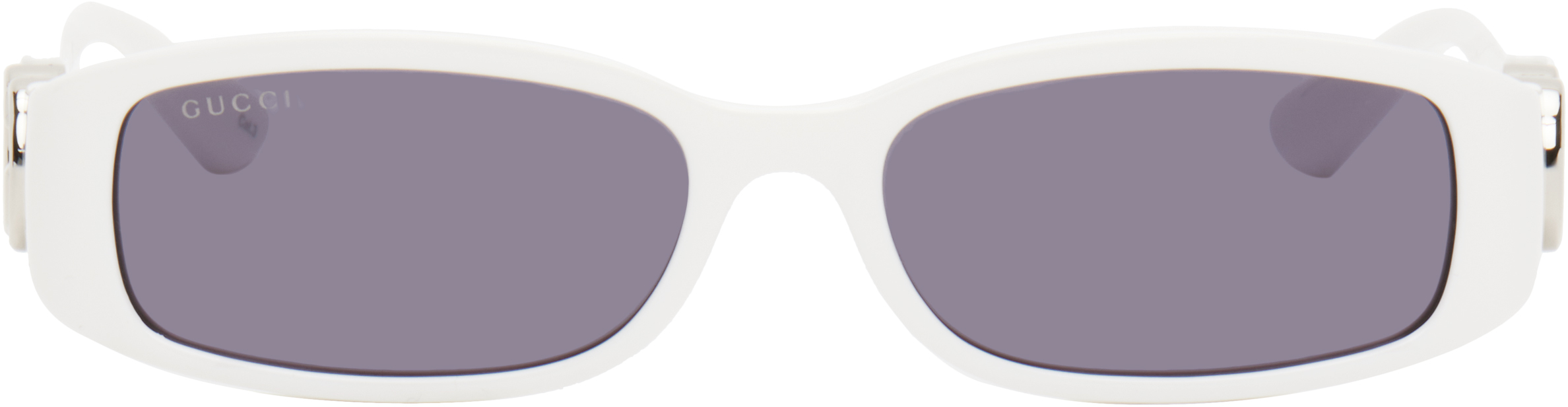 White Rectangular Frame Sunglasses