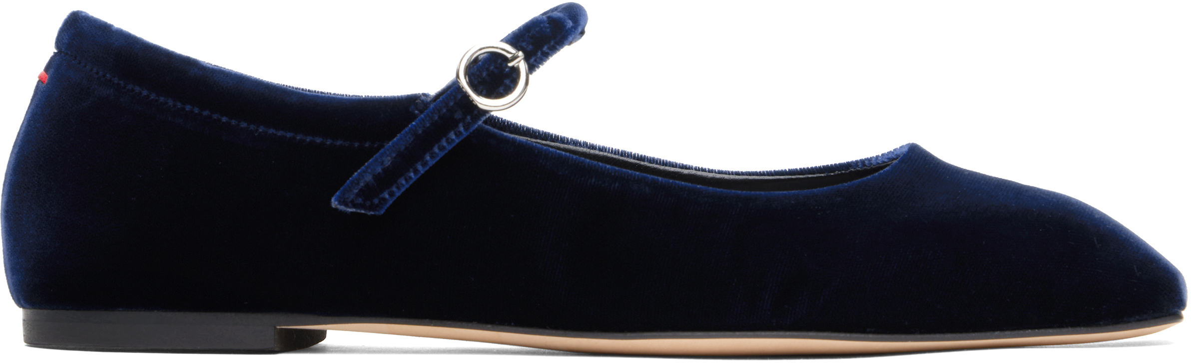 Navy Uma Velvet Mary-Jane Ballerina Flats