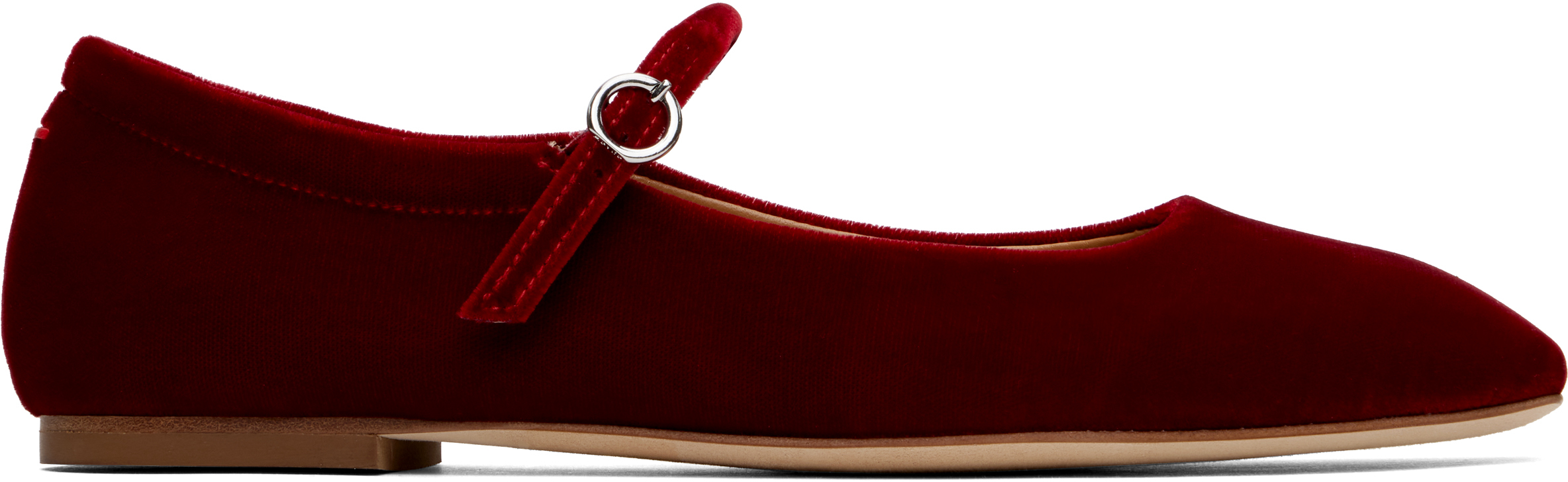 Red Uma Velvet Mary-Jane Ballerina Flats