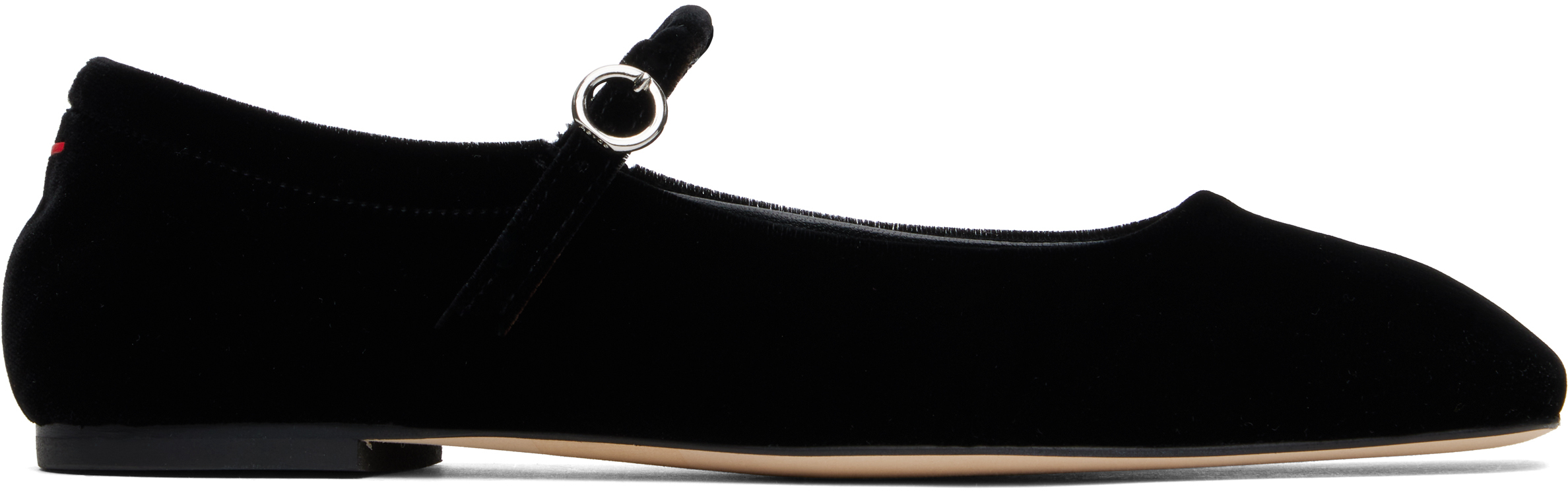 Black Uma Velvet Mary-Jane Ballerina Flats