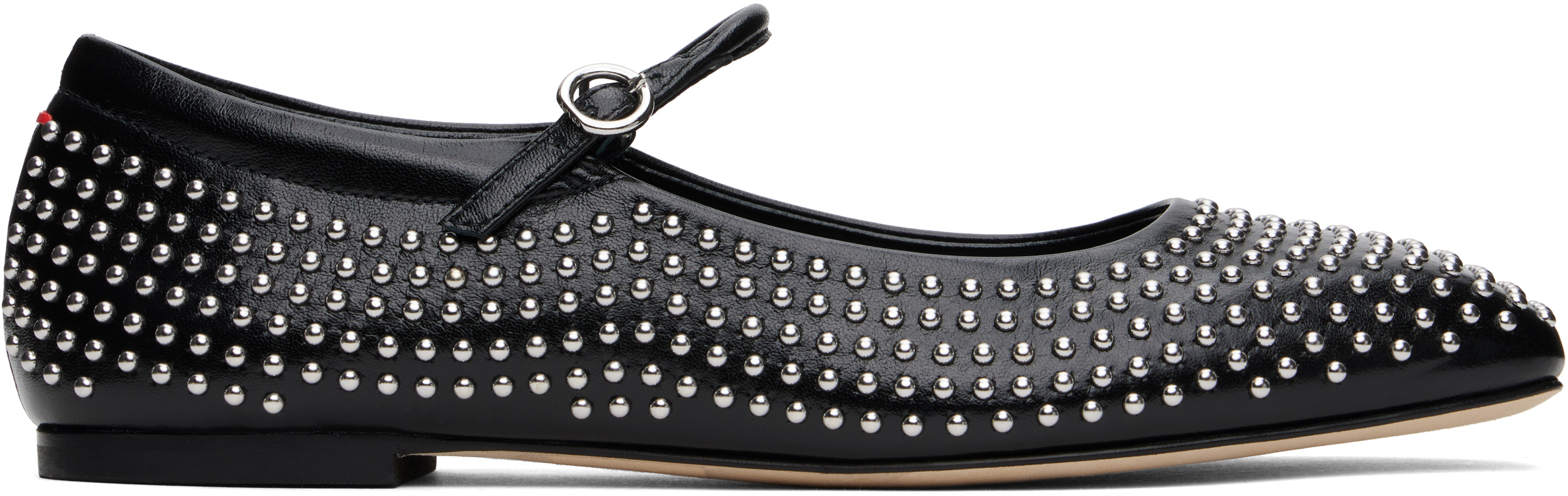 Black Uma Mini Stud Mary-Jane Ballerina Flats