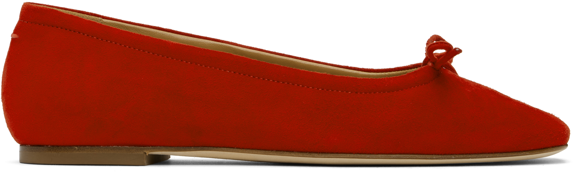 Red Delfina Suede Ballerina Flats