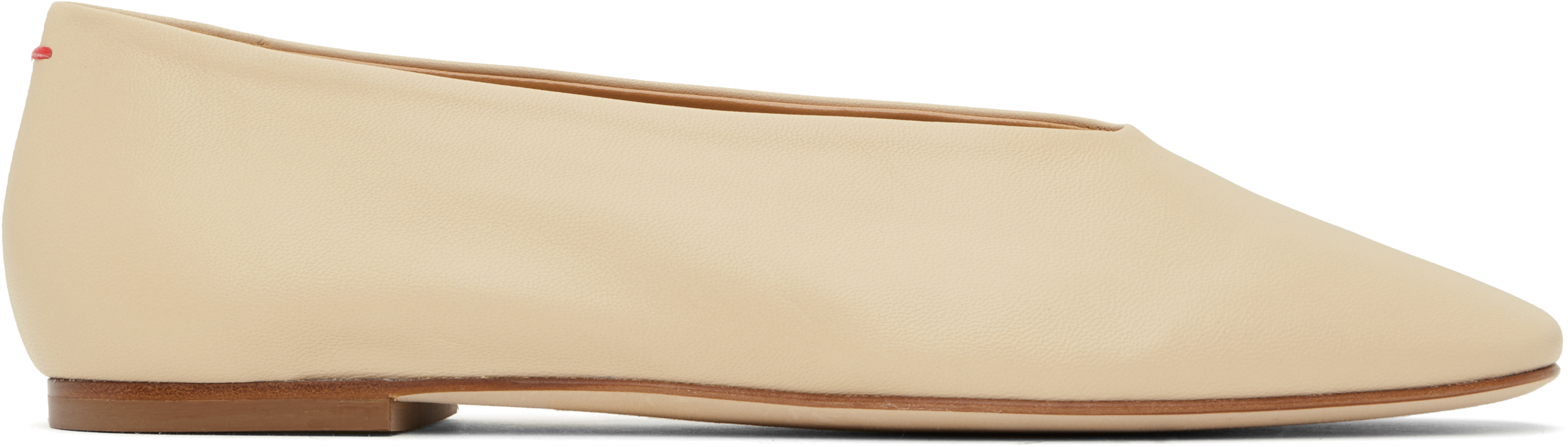 Beige Kirsten Leather Ballerina Flats