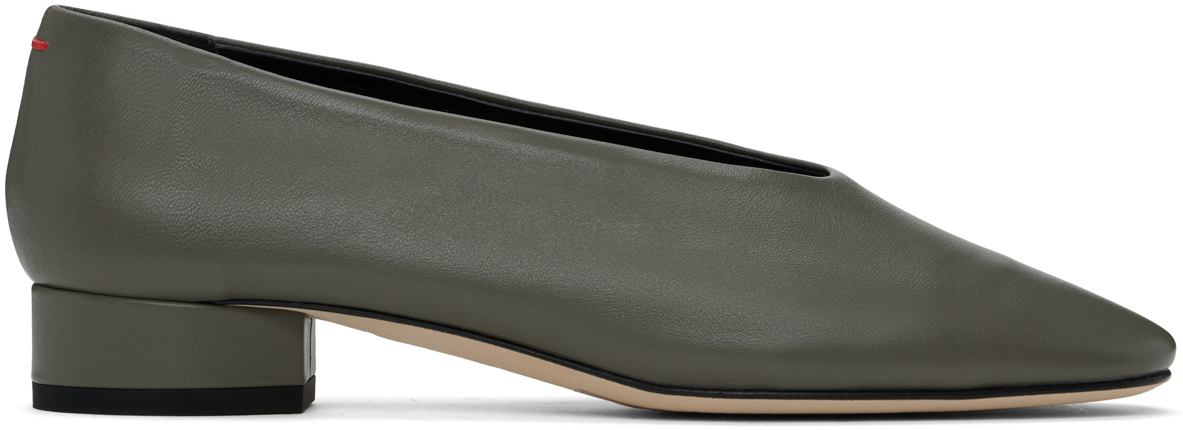 Gray Delia Leather Ballerina Flats