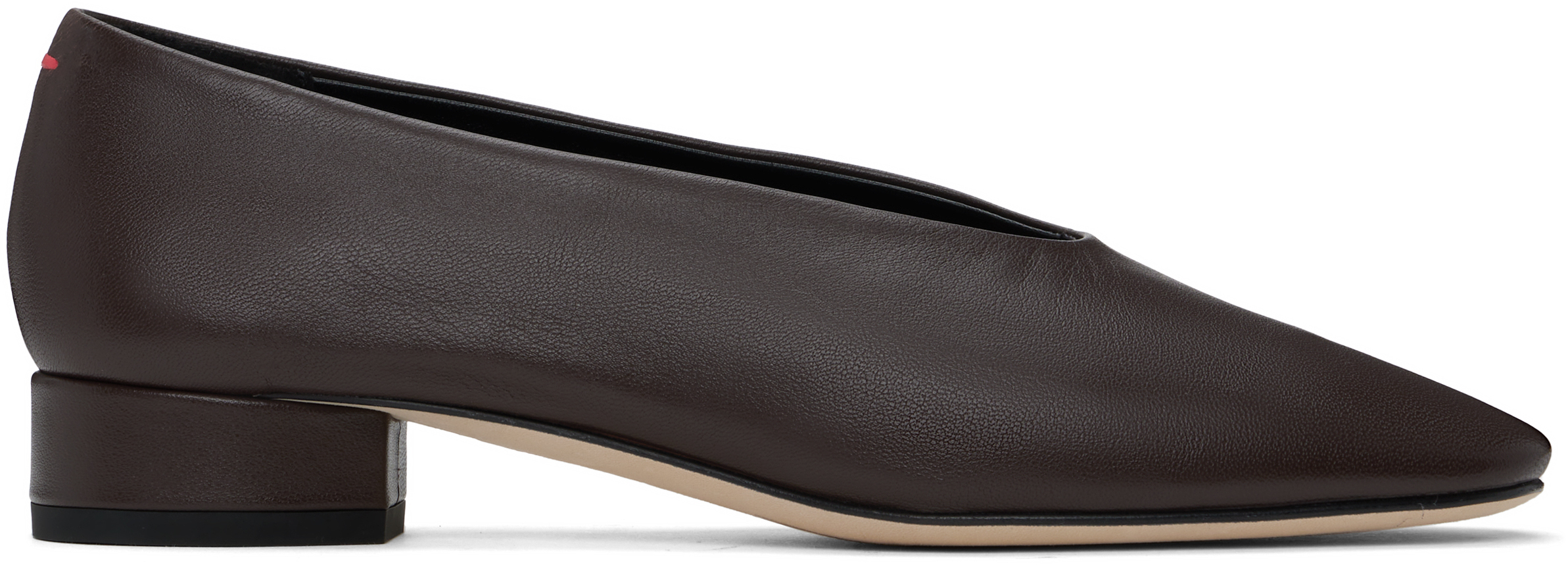 Brown Delia Leather Ballerina Flats