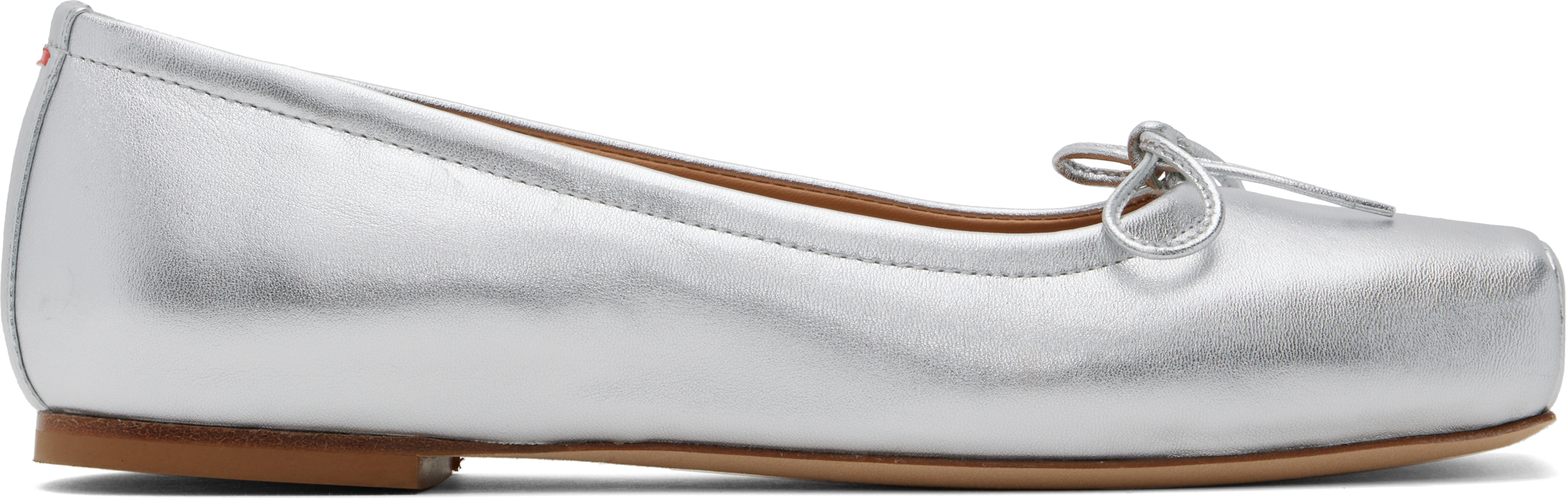 Silver Gabriella Leather Ballerina Flats