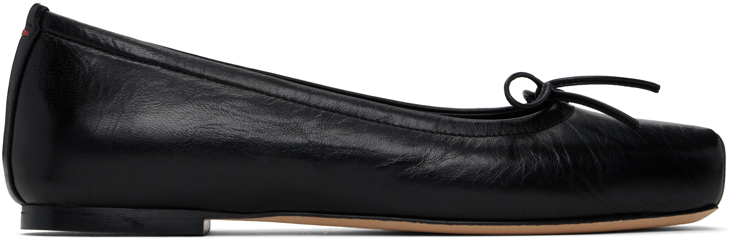 Black Gabriella Leather Ballerina Flats