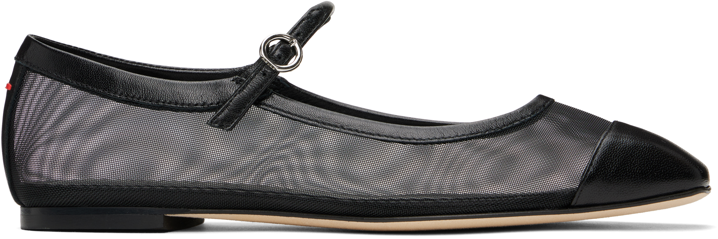 Black Uma Mesh Toe-Cap Ballerina Flats by Aeyde on Sale