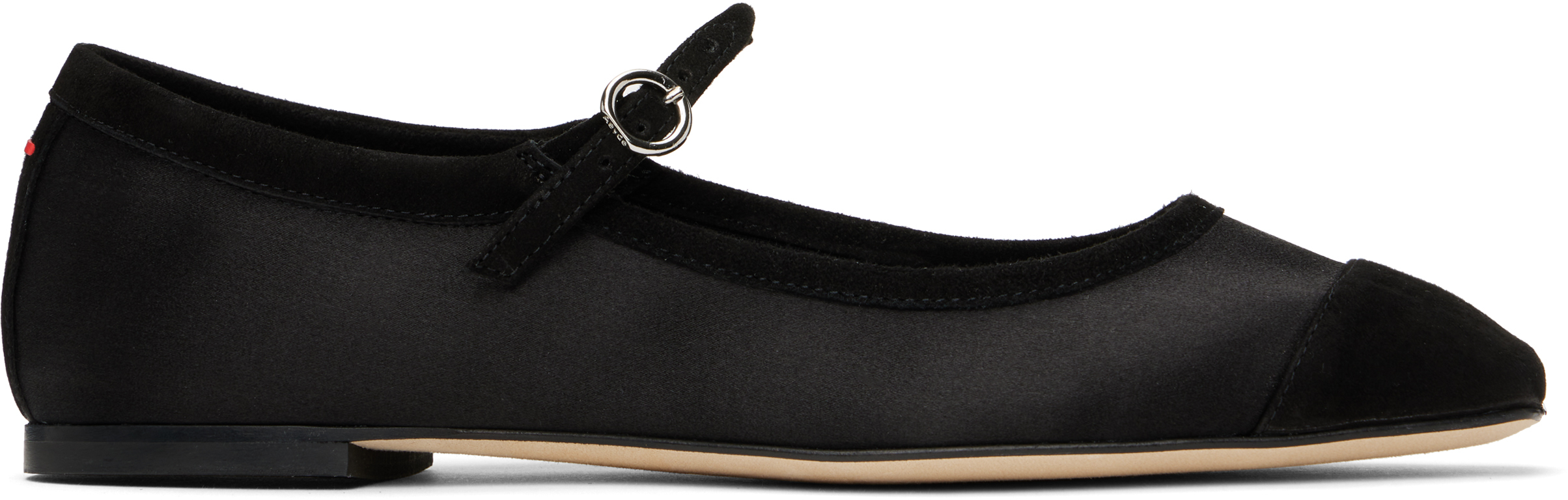 Black Uma Satin Toe-Cap Ballerina Flats