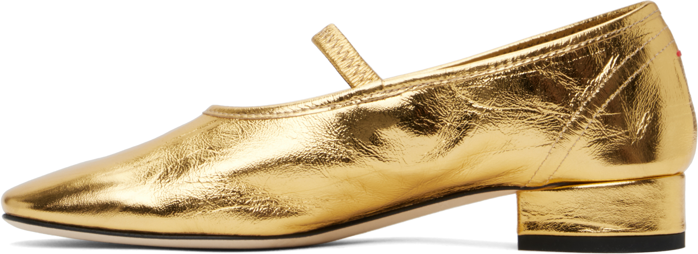 AEYDE GOLD PIPPA LEATHER BALLERINA FLATS