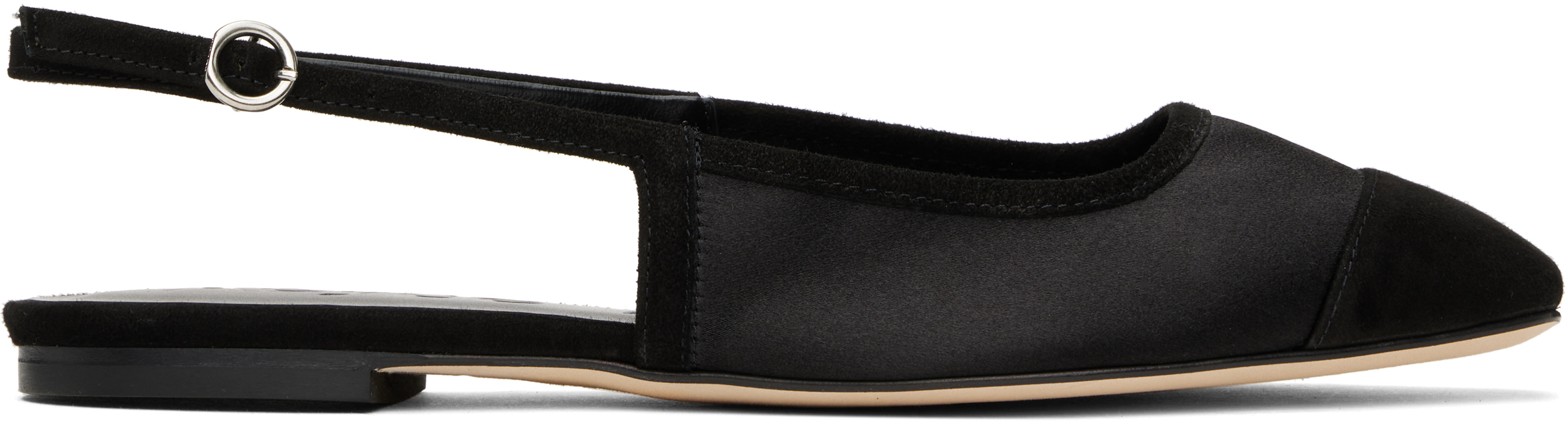 Black Geraldine Satin Toe-Cap Ballerina Flats