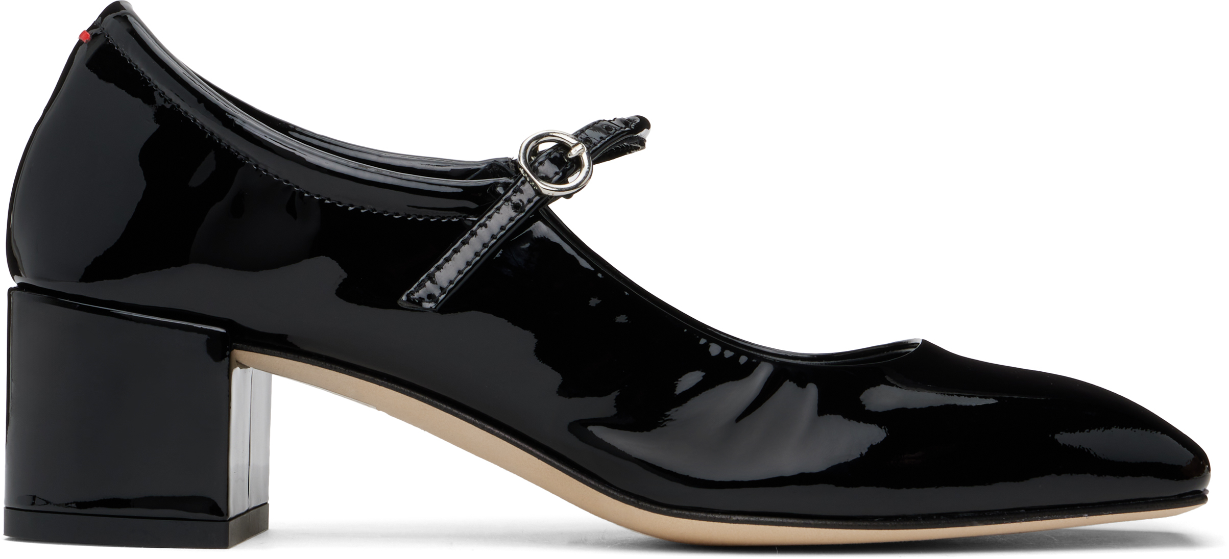 Black Aline Leather Mary-Jane Heels