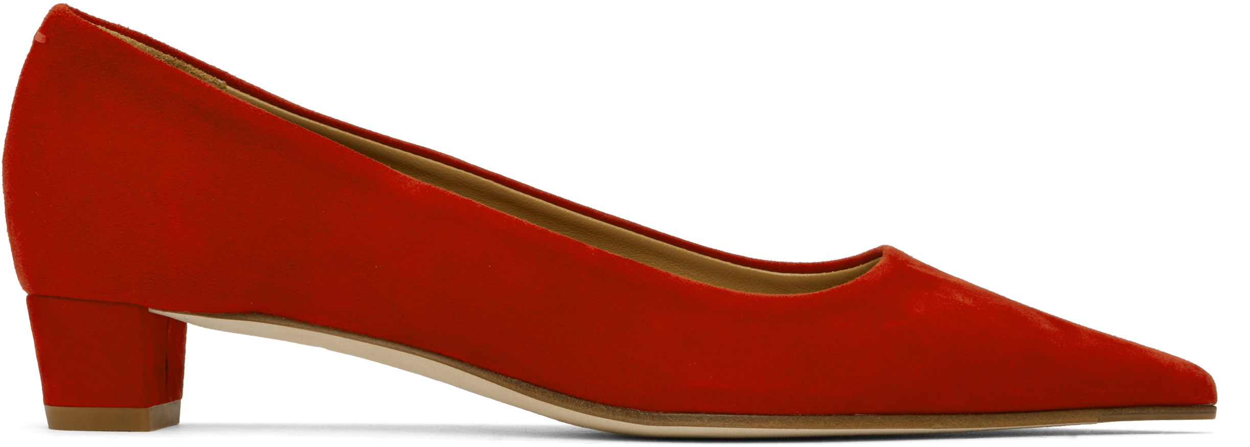 Shop Aeyde Red Judi Kid Suede Heels