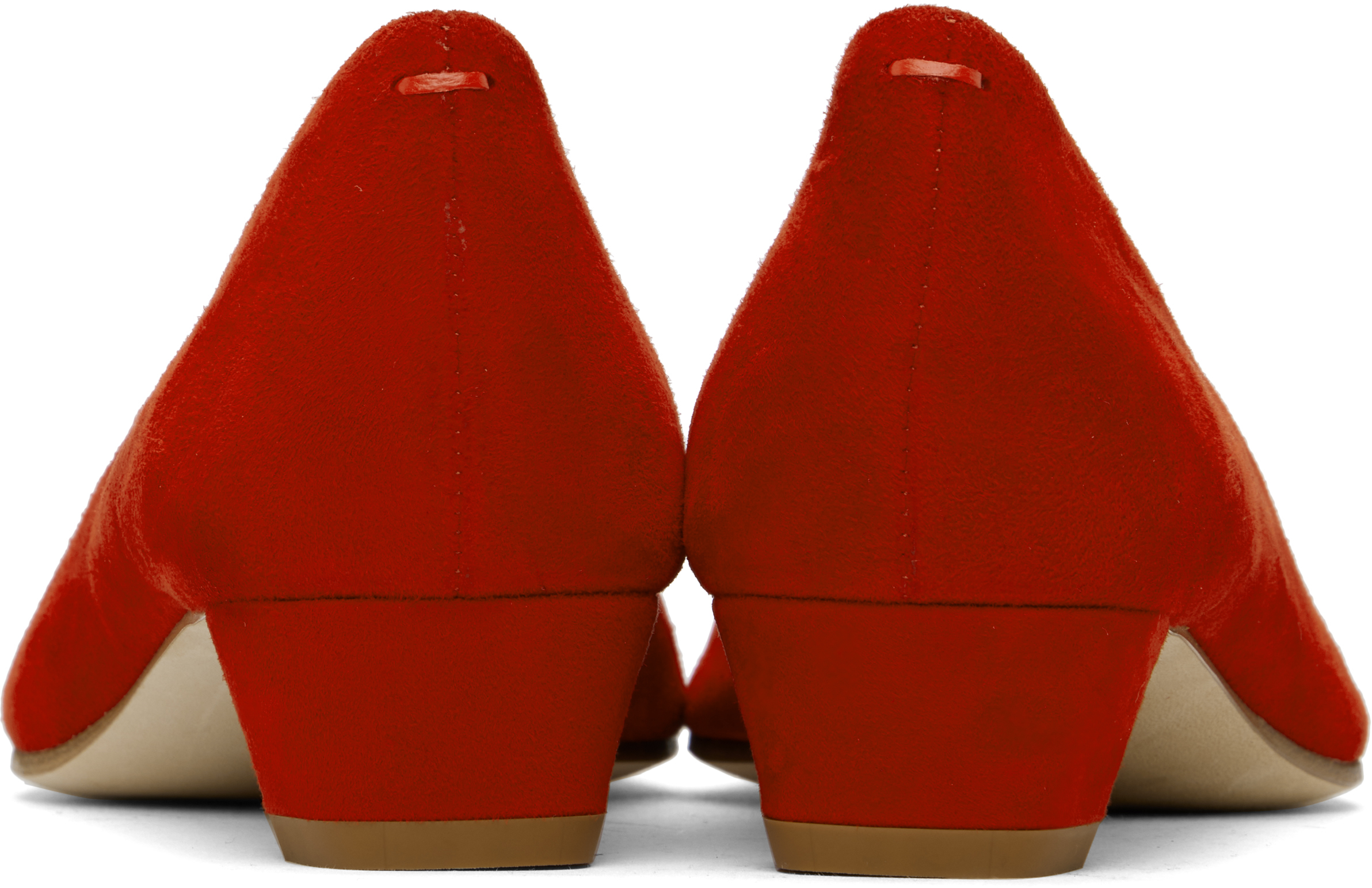 Shop Aeyde Red Judi Kid Suede Heels