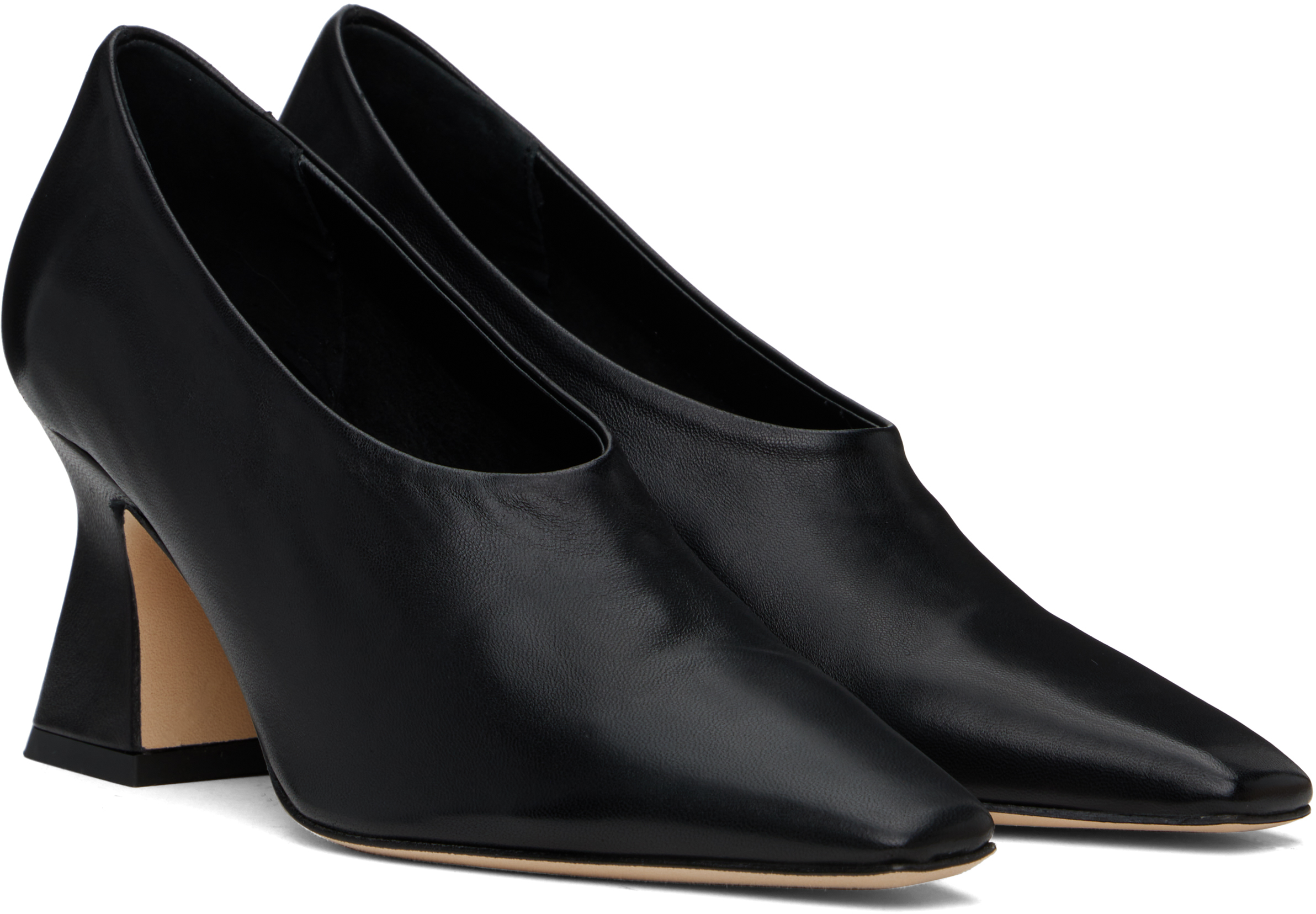 Aeyde Black Nova Nappa Leather Heels In Black