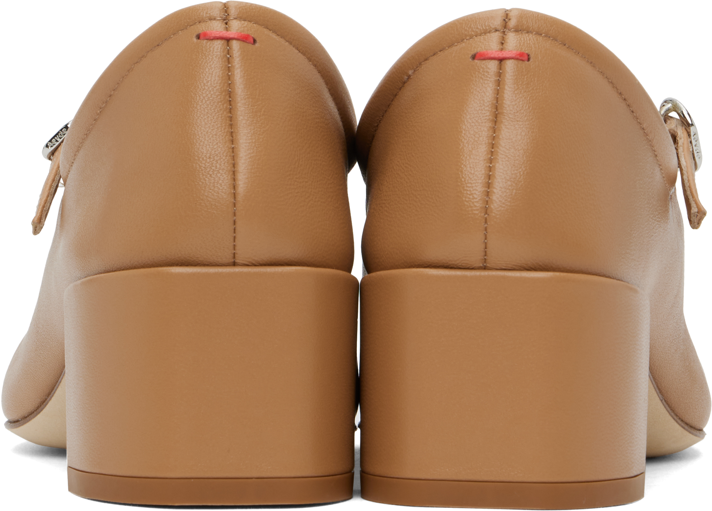 Aeyde Brown Aline Leather Mary-jane Heels In Hazelnut