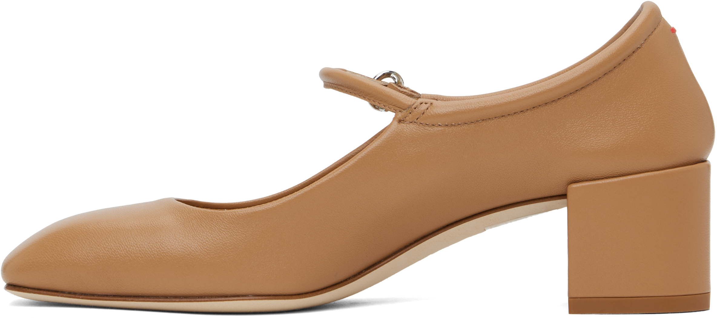 Aeyde Brown Aline Leather Mary-jane Heels In Hazelnut