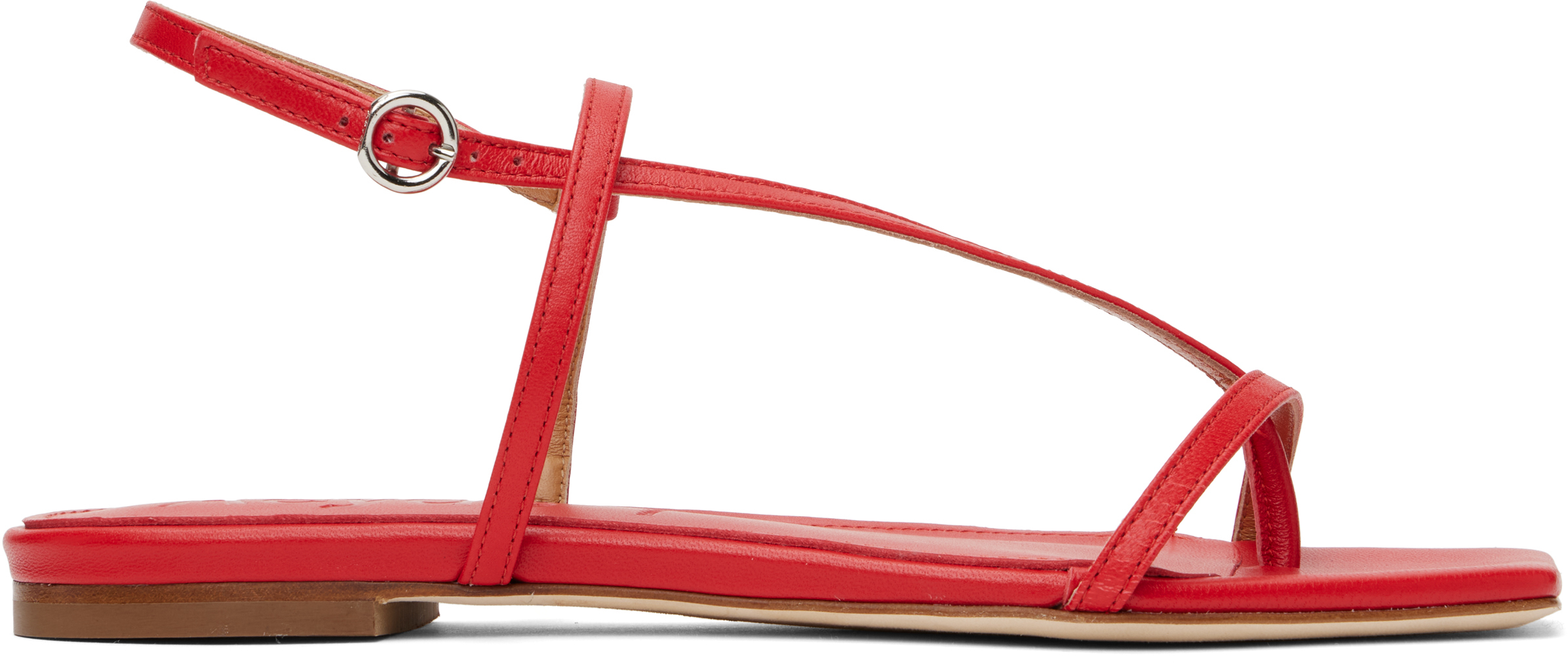 Red Ella Leather Toe-Post Sandals